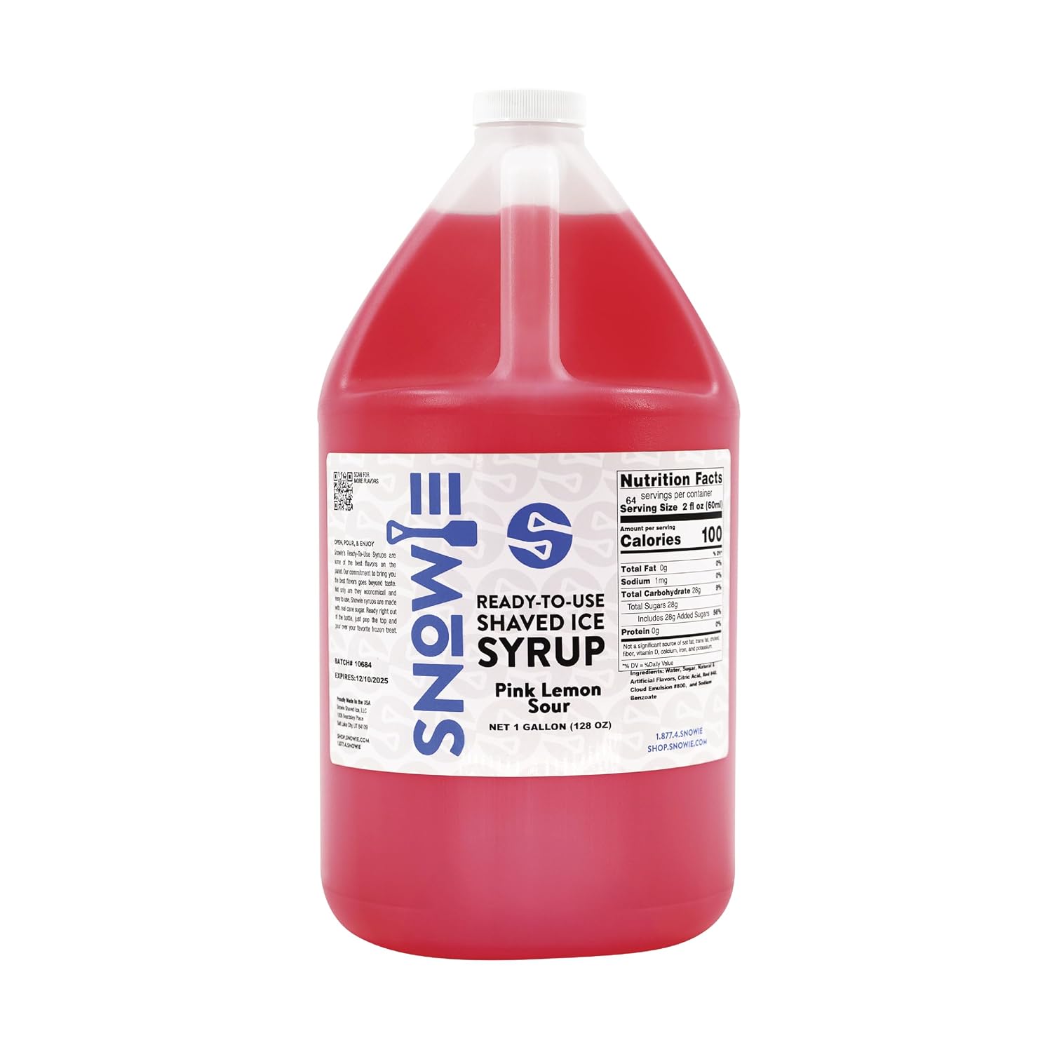 SNOWIE Ready to Use Shaved Ice Snow Cone Syrup - Gallon (Cotton Candy Pink)