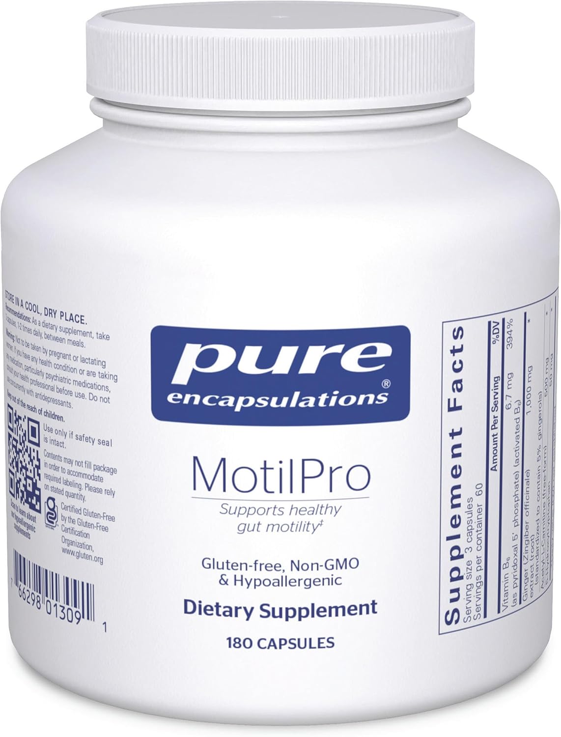 Pure Encapsulations MotilPro | Hypoallergenic Dietary Supplement to Promote Healthy Gut Motility* | 180 Capsules | Hypoallergenic Dietary Supplement