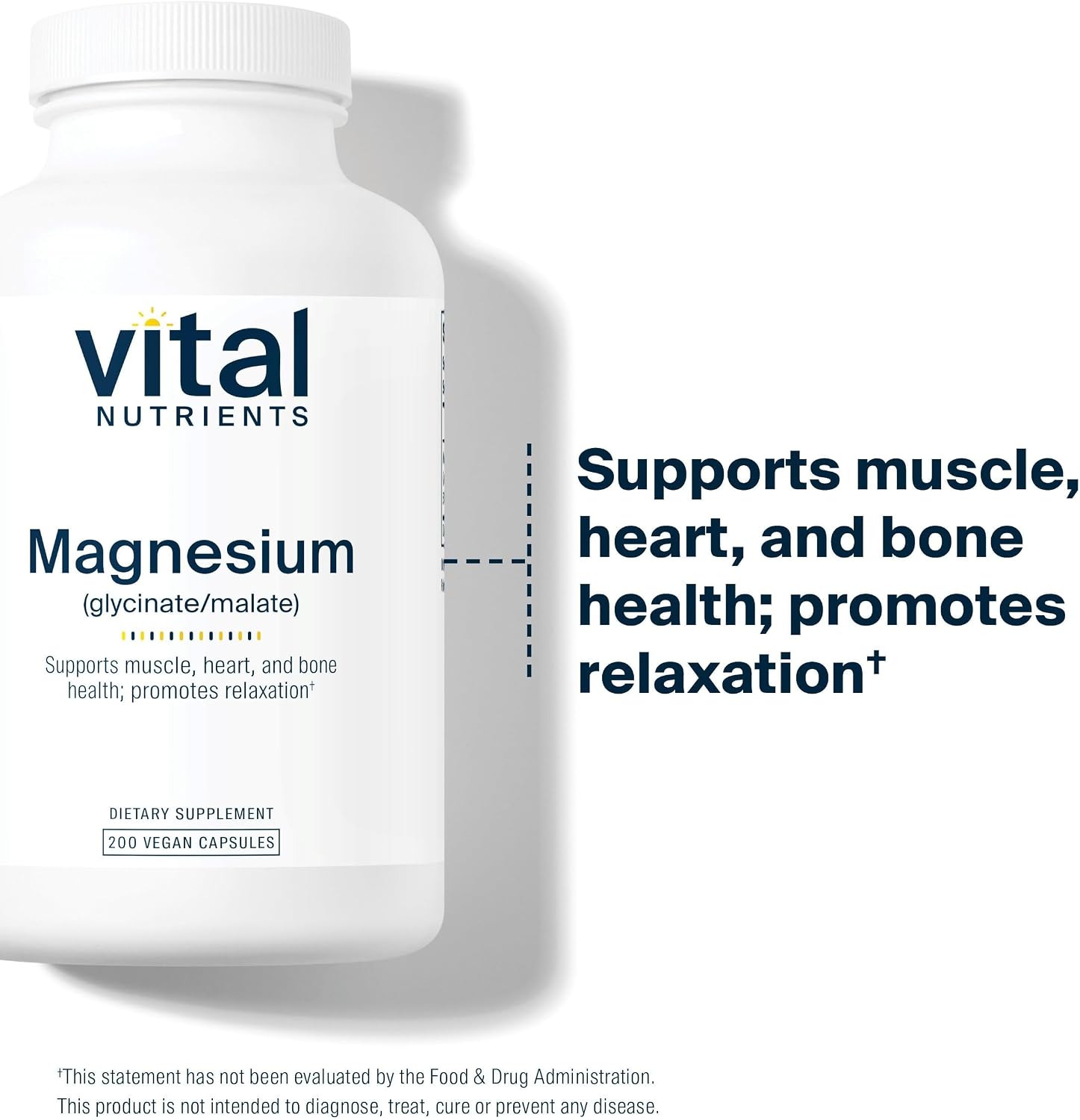 Vital Nutrients Magnesium Glycinate + Malate - 120mg Vegan Magnesium Supplement for Women and Men - Muscle, Heart, Bone Support* - Promotes Relaxation - Gluten, Dairy and Soy Free - 100 Capsules