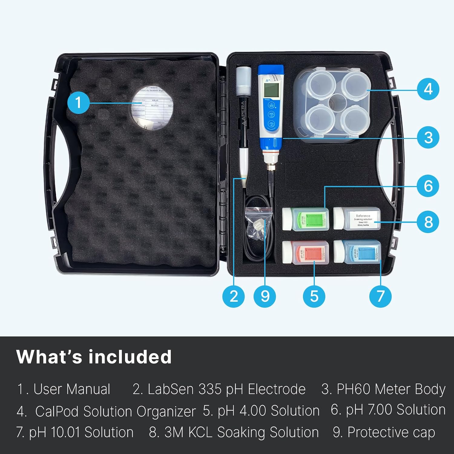 Apera Instruments AI311 Premium Series PH60 Waterproof pH Pocket Tester Kit, Replaceable Probe, ±0.01 pH Accuracy, Lcd display