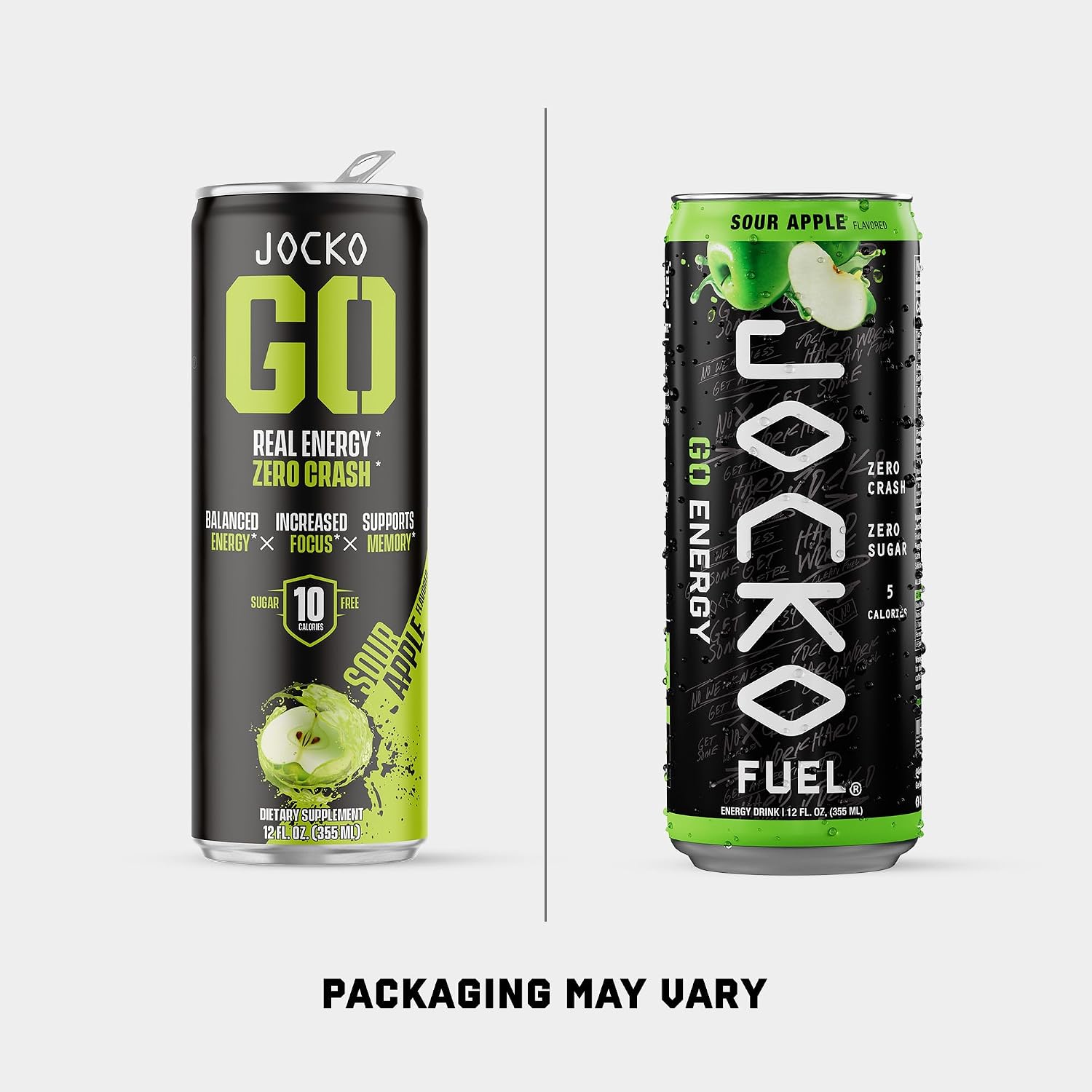 Jocko Fuel GO Energy Drinks, Sour Apple, 12 oz | 12 Pack