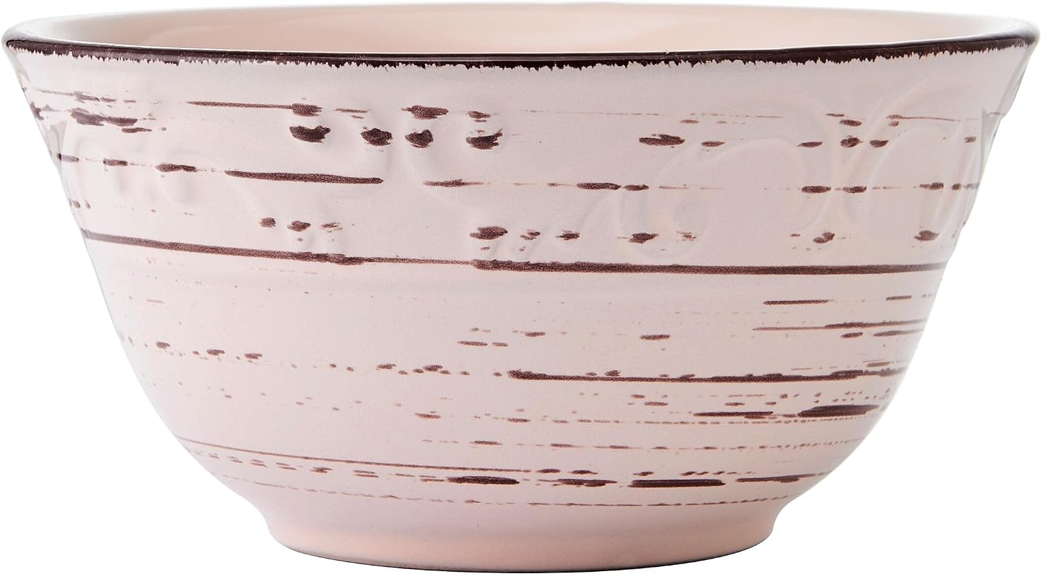 Pfaltzgraff Trellis White 16-Piece Stoneware Dinnerware Set, Service for 4, Distressed White Finish, Microwave & Dishwasher Safe Plates and Bowls