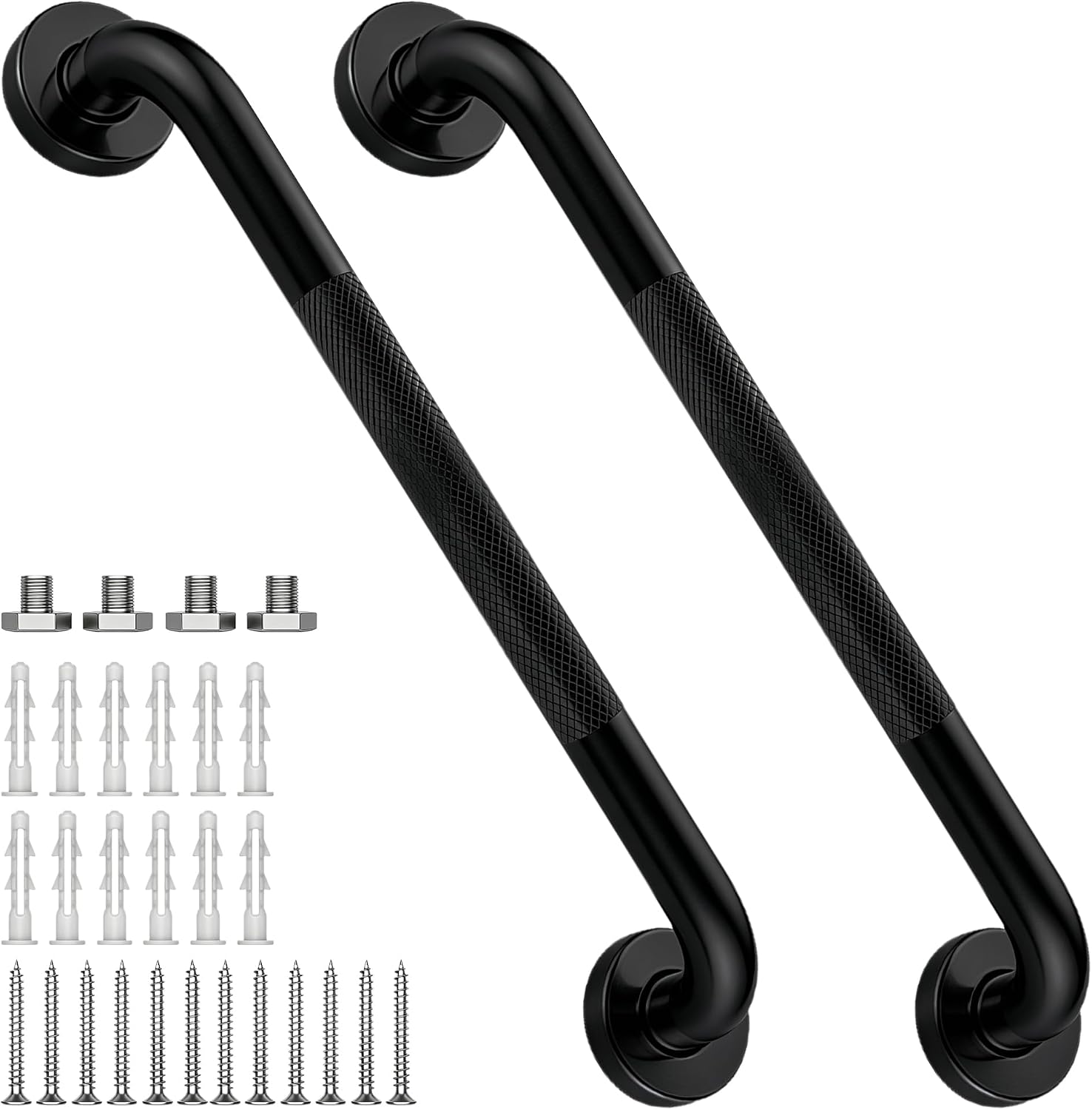 12 Inch Shower Grab Bar 1.25" Dia,Brushed Nickel Anti Slip Bathroom Grab Bar, 304 Stainless Steel Knurled Handicap Grab Bars, Safety Support Handrail,Bath Shower Handle for Elderly Injury Senior
