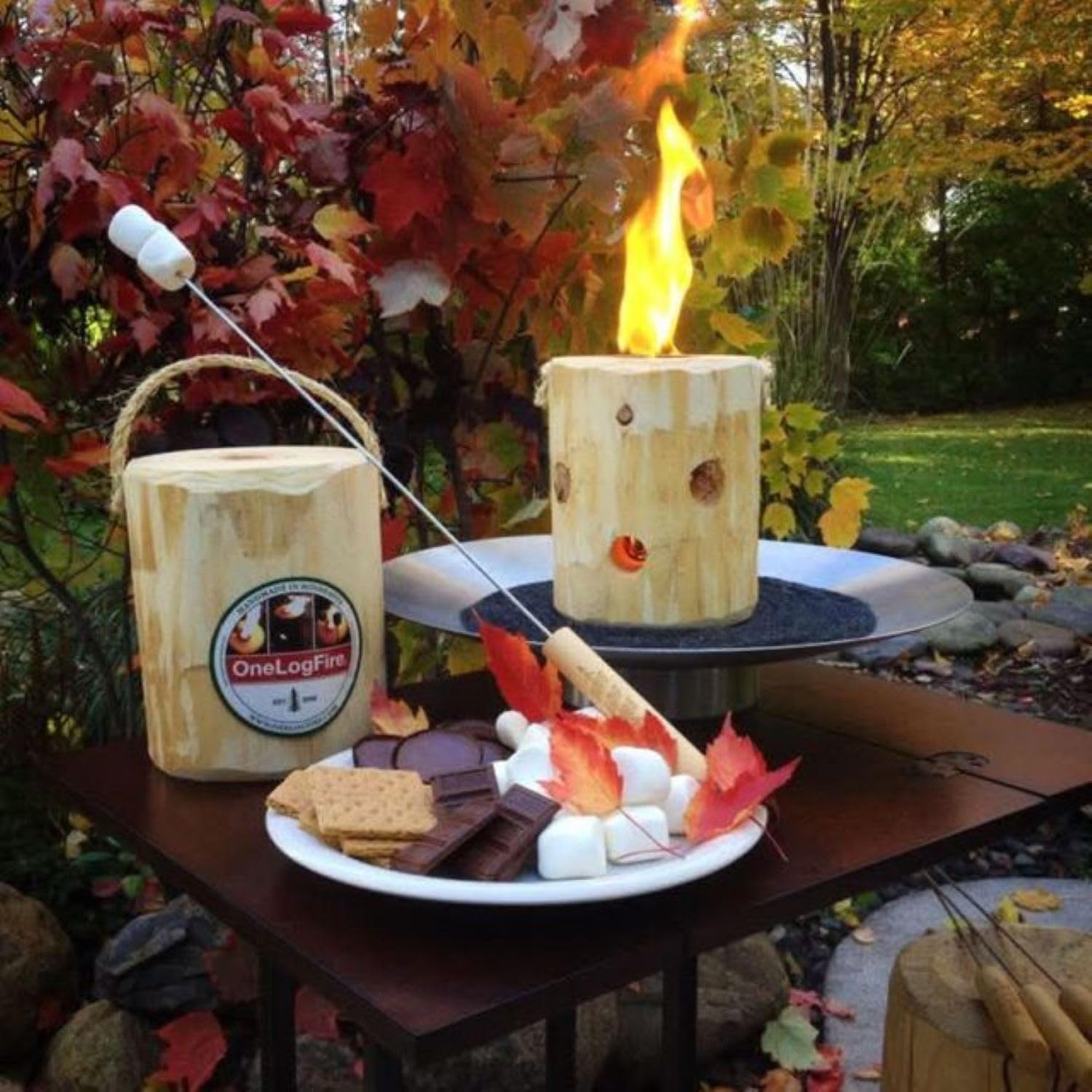 The Original OneLogFire (6) Pack | Swedish Fire Log | Swedish Torch | One Log Campfire | for Outdoor Firepit | Campfire | Bonfires | Fireplace