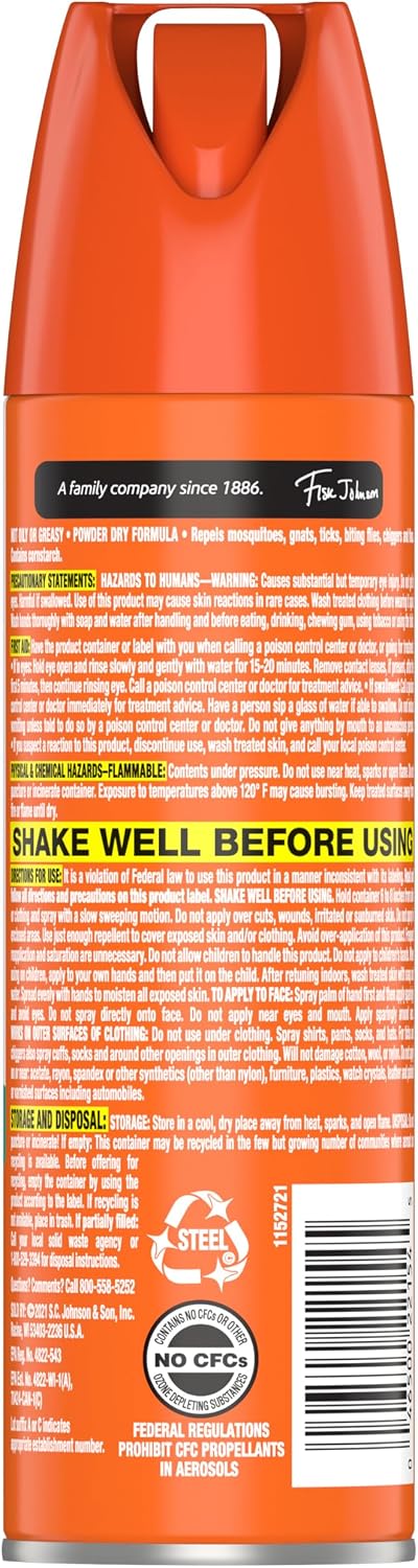 OFF! Family Care Mosquito & Tick Repellent Aerosol, Bug Spray Containing 15% DEET, Smooth & Dry Bug Spray, 4 Oz (Pack of 2)