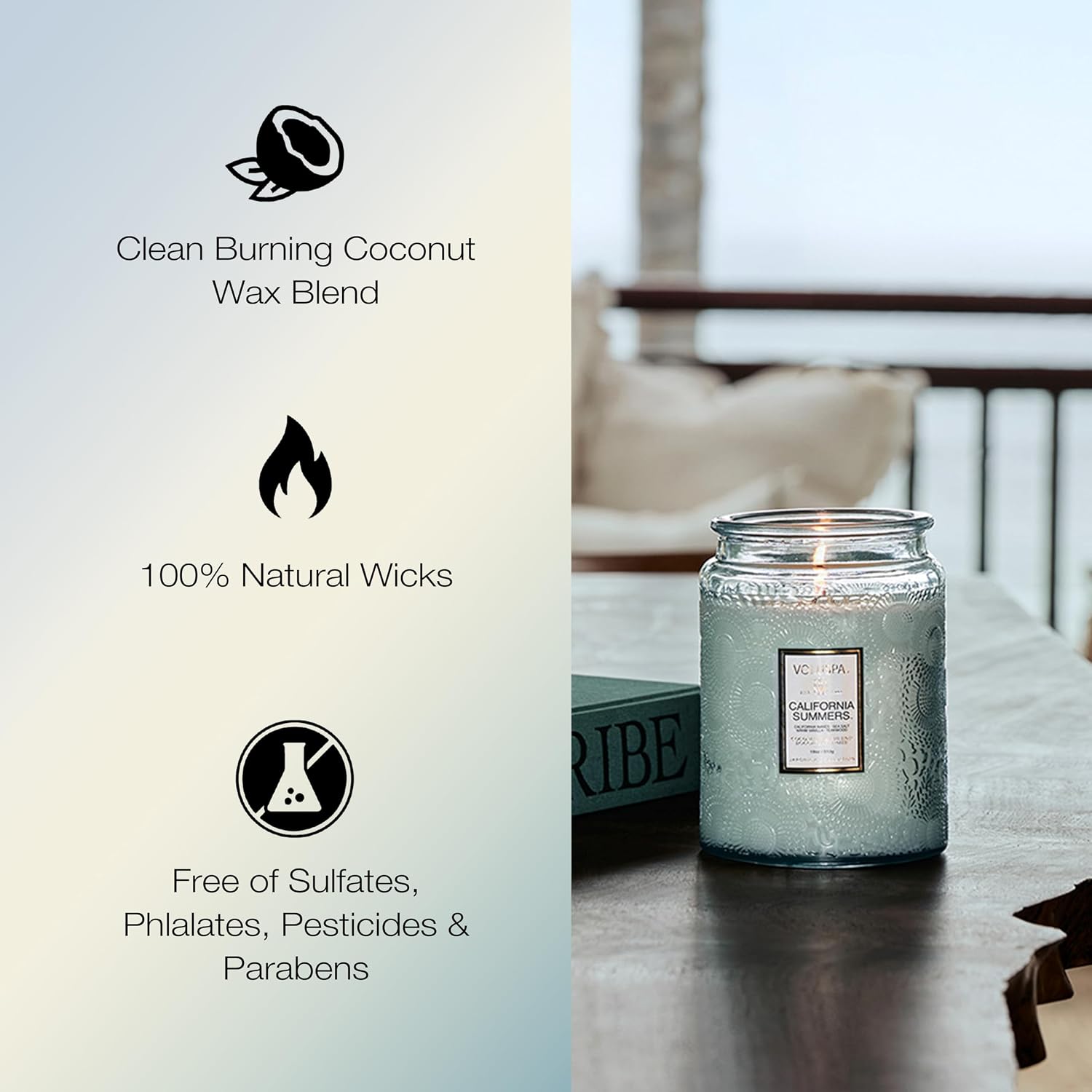 Voluspa Baltic Amber, Small Candle Jar, 5.5 oz, 50 Hour Burn Time, Coconut Wax for Clean Burning, Handcrafted in the USA