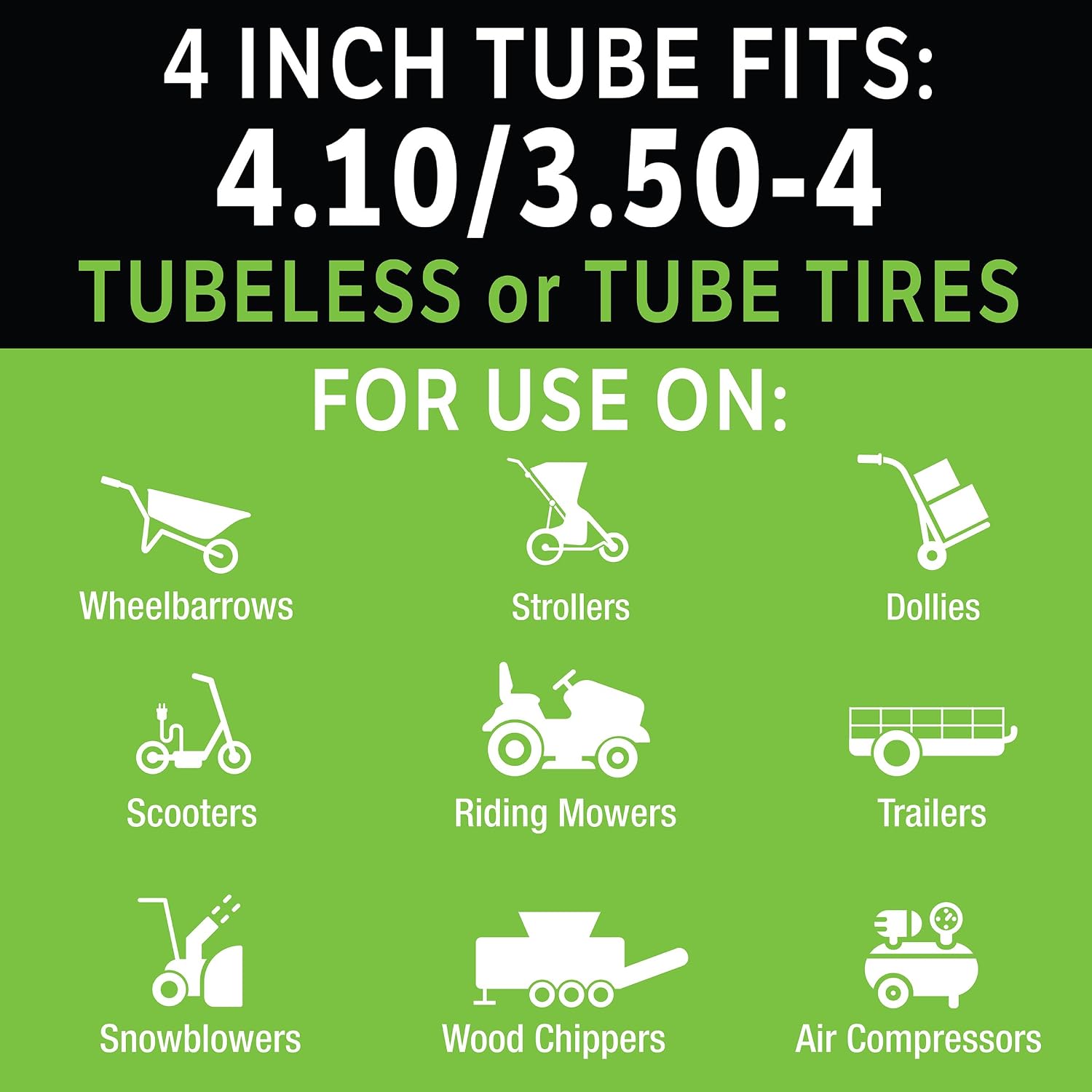 Slime 30014 Inner Tube for riding lawn mowers, ATVs, quads, tractors and other farm equipment, Extra Strong, Includes Self-Sealing Slime Sealant, Heavy Duty, 15x6.00-6" / 5.30/4.50-6" / 13x5.00-6"