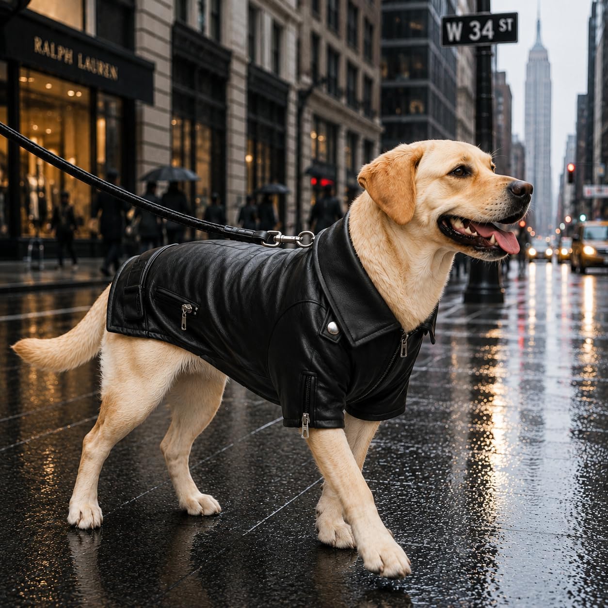 Lovelonglong Cool Dog Leather Jacket, Warm Coats Dogs Windproof Cold Weather Coats for Large Medium Small Dogs with Eagle Embroidery Black XS