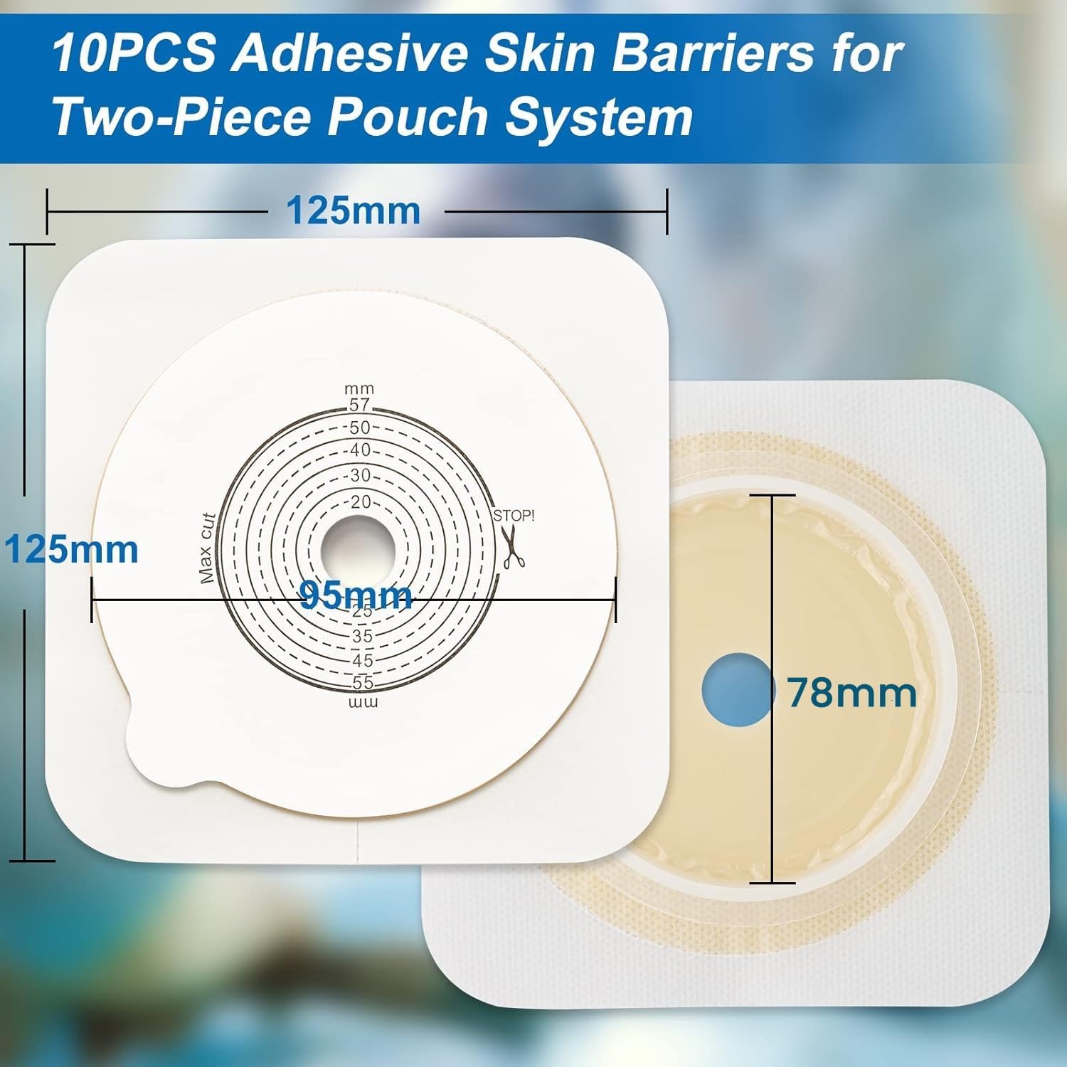 21 Pcs Colostomy Bags, Two-Piece Ostomy Pouches, 15-57mm Cut-to-Fit