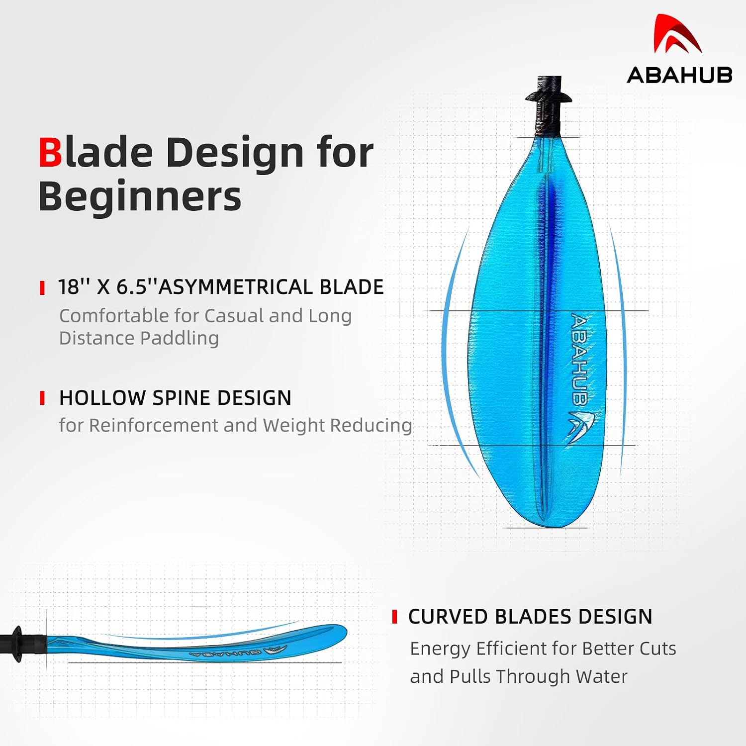 Abahub Kayak Paddle with Free Leash 220-240cm Kayaking Oars