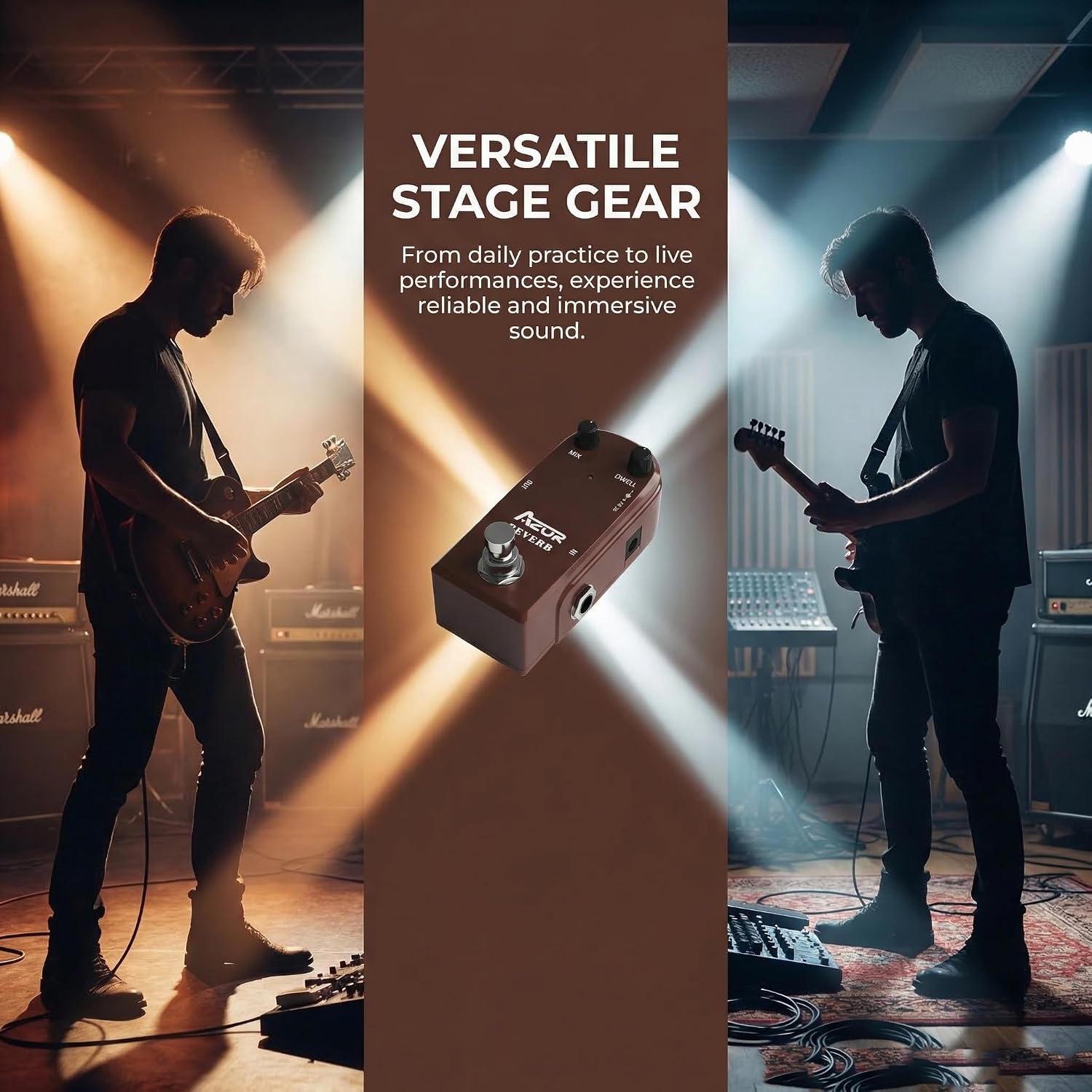 AZOR 5 Band Bass EQ Pedal, Aluminium Alloy True Bypass Equalizer Effect Pedal, Compact Mini Tone Control Pedal for Electric Bass Guitar