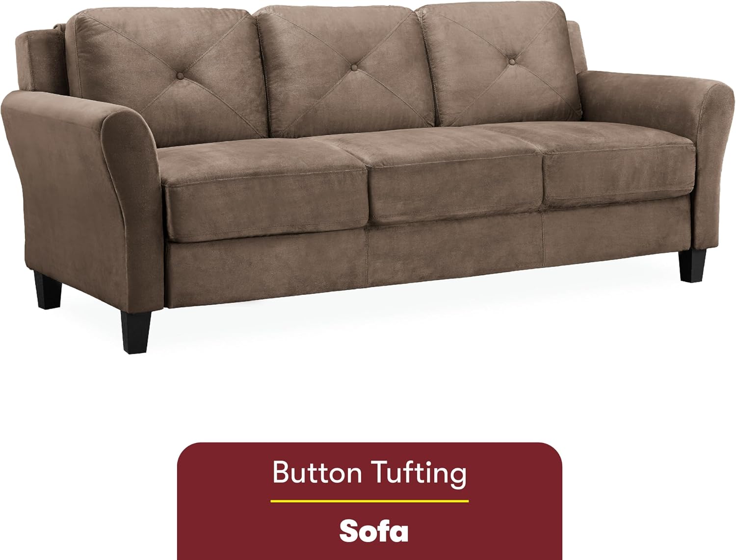 Studio Living Harrington 57.9" Loveseat, Transitional Modern, Pocket Coil Comfort, Easy Assembly, Microfiber Fabric, Dark Grey