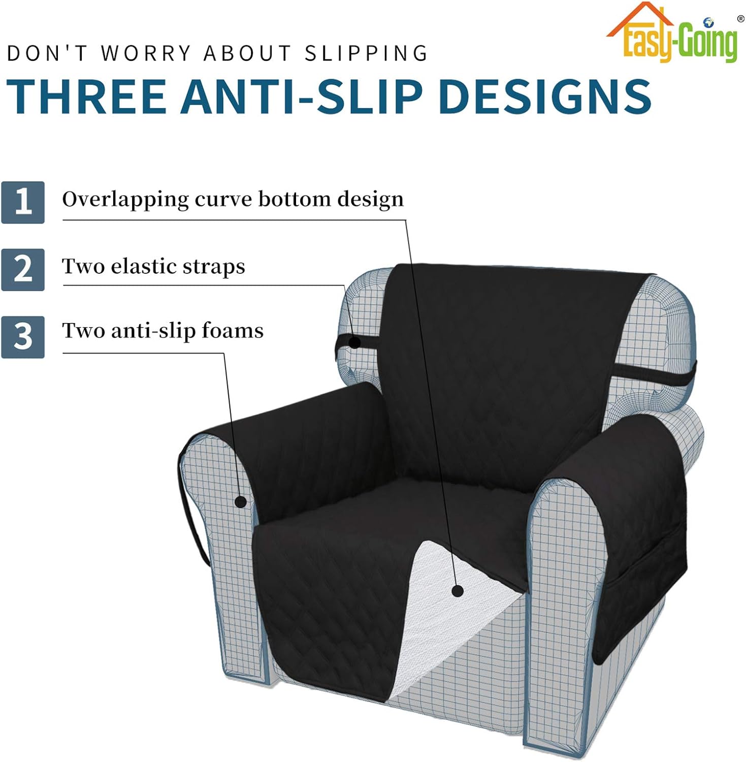 Easy-Going Waterproof Non-Slip Couch Cover, Small Recliner, Chocolate