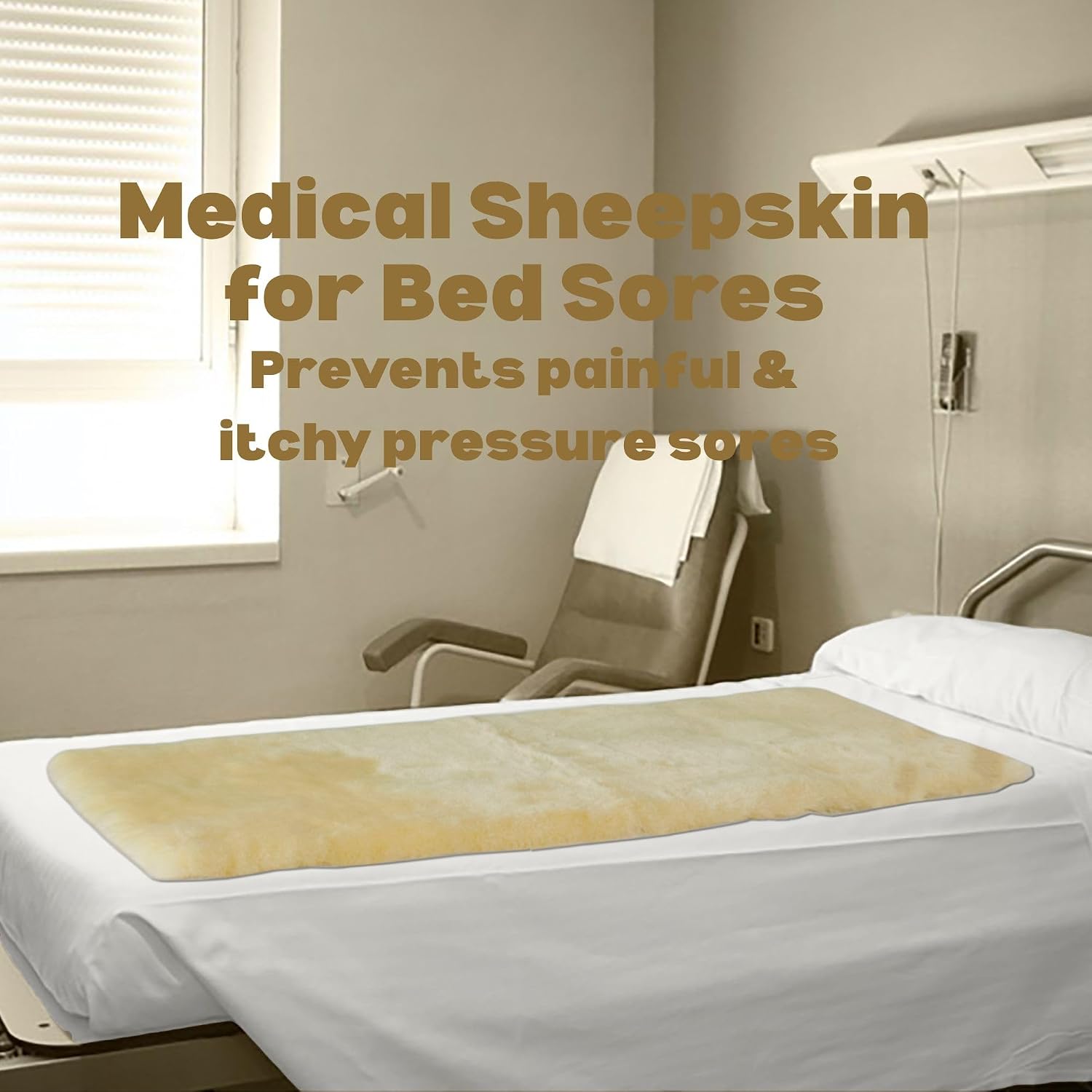 Natural Medical Sheepskin Pad, Non-Slip Back, Natural, 17 x 17 in, 1 Pack