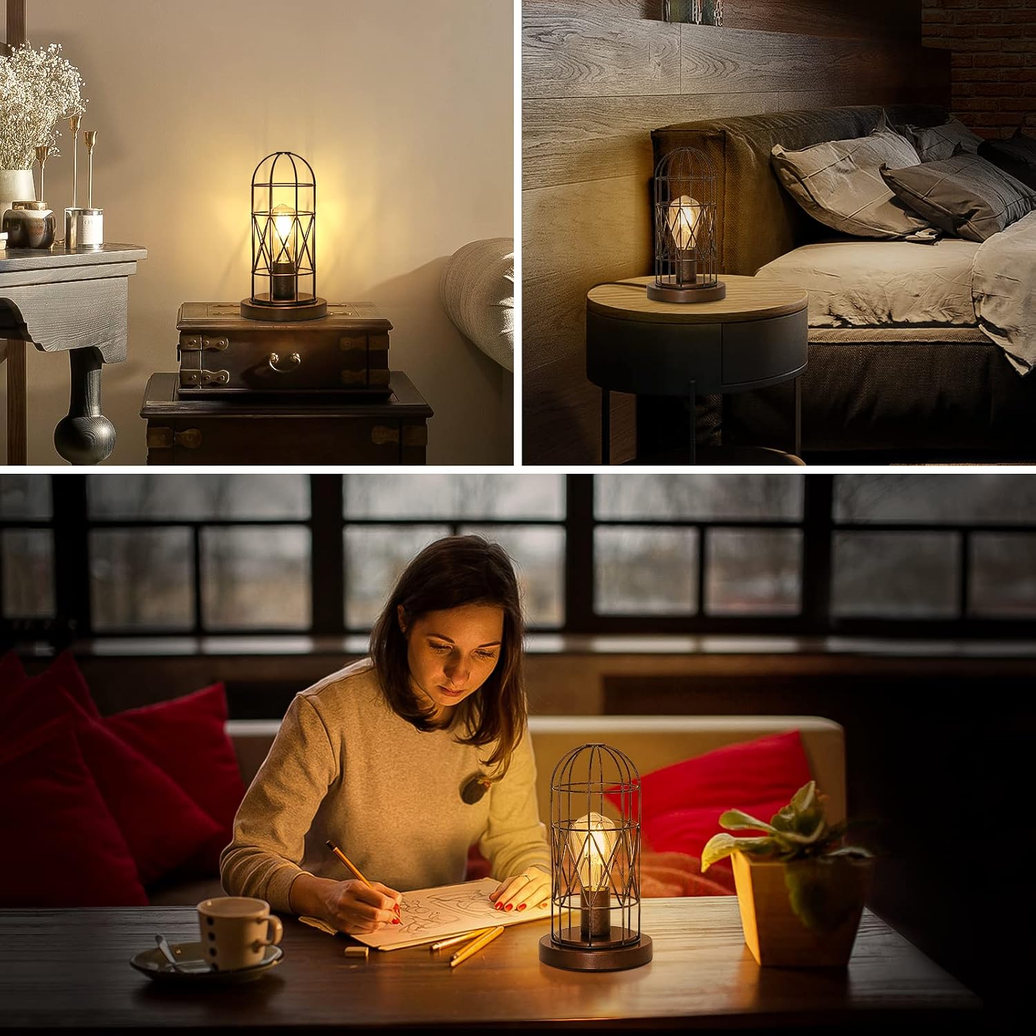 Touch Control Table Lamp, 3 Way Dimmable Lamp, Industrial Bedside Lamp