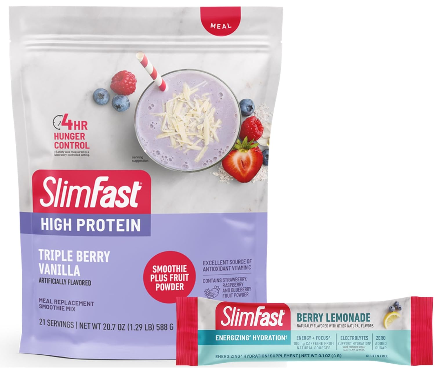 SlimFast High Protein Meal Replacement Shake Powder, 12 Servings (Pack of 2), Advanced Nutrition Smoothie Mix, Digestive Support, Gluten Free, Creamy Chocolate, 20g of Protein (Packaging May Vary)