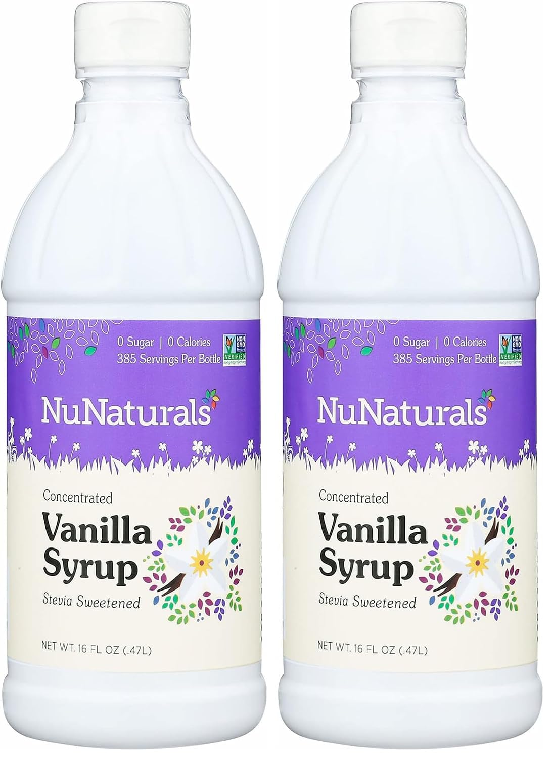NuNaturals Stevia Syrup Sweetener, Chocolate, Sugar-Free, 16 oz