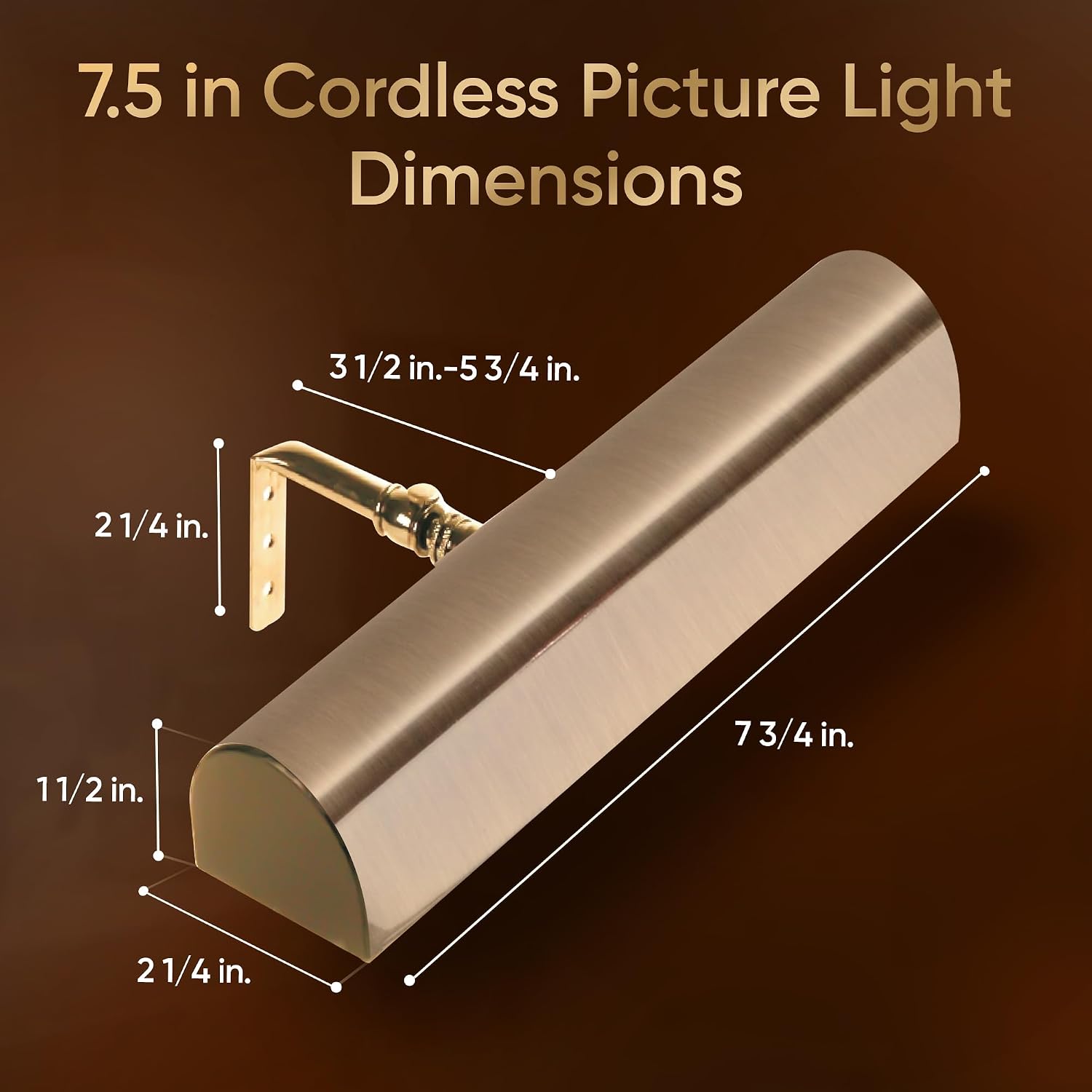 Concept Lighting 102L Cordless Remote Control LED Picture Light- 11 1/2 inch Antique Brass With Silver Undertones