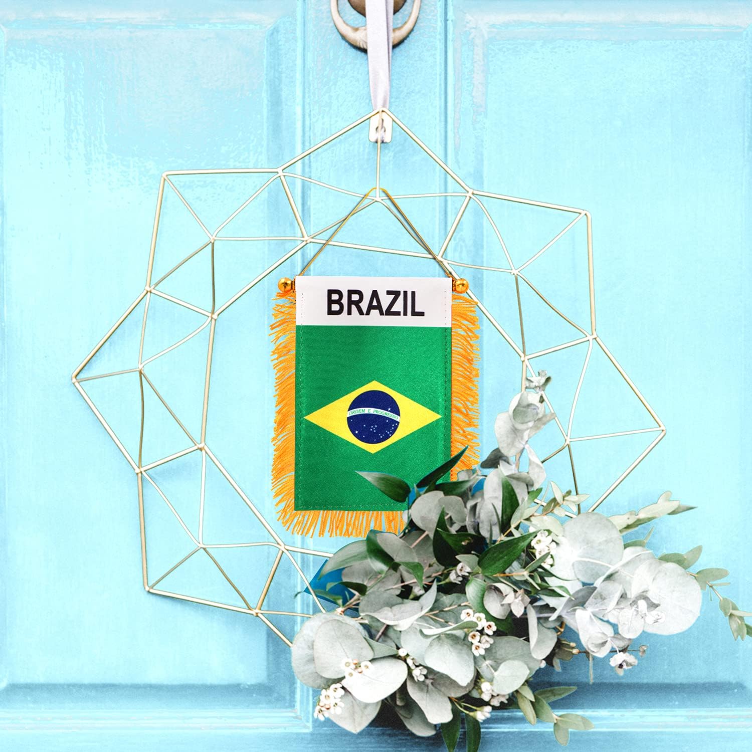 Anley 4 X 6 Inch Nicaragua Fringy Window Hanging Flag - Mini Banner & Car Rearview Mirror Décor - Fringed Nicaraguan Hanging Flag with Suction Cup
