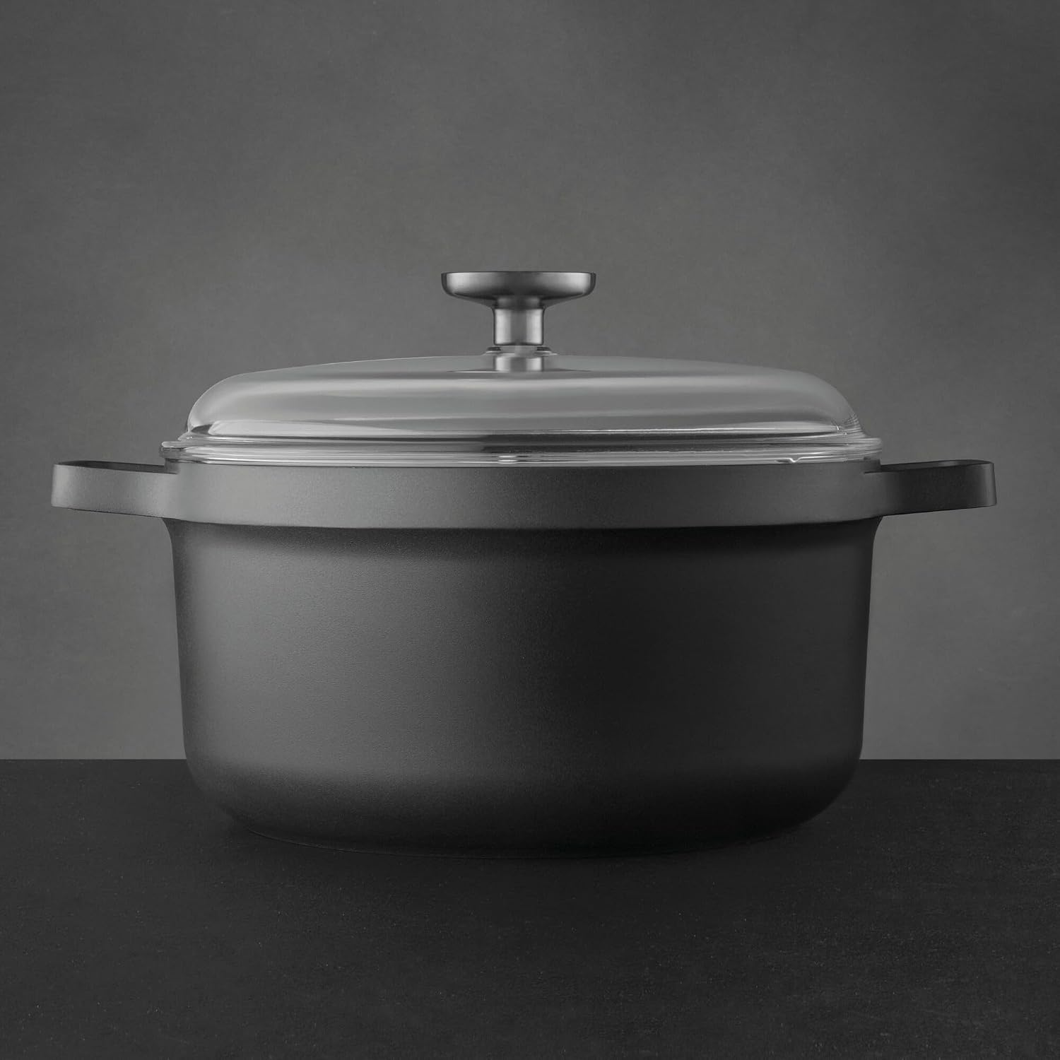 Berghoff Gem Nonstick Cast Aluminum Stockpot with Glass Lid, 10" 5.2qt | Induction Cooktop Soup Pot, Detachable Handle