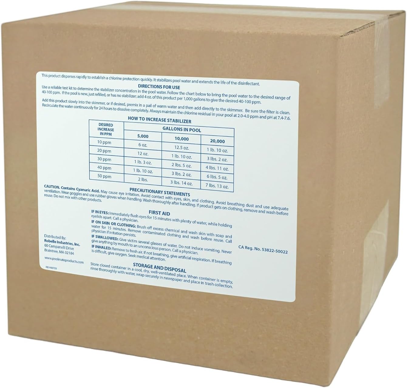 Pool Mate 16-Pounds Premium Pool Stabilizer and Conditioner | Chlorine Stabilizer, Concentrated Cyanuric Acid for Pools, Helps Chlorine Last Longer, 6oz raises CYA 10ppm per 5,000 gallons