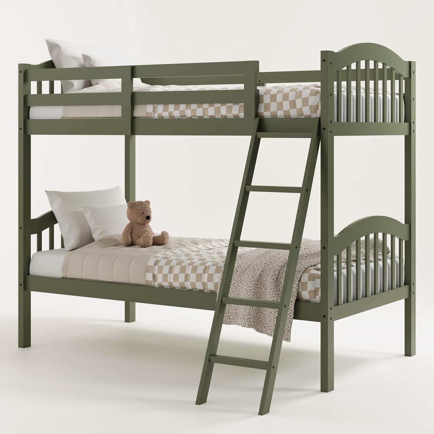 Storkcraft Long Horn Twin-Over-Twin Bunk Bed, White | GREENGUARD Gold Certified, Converts to 2 Individual Twin Beds, Wood Bunk Bed for Kids Bedroom, No Box Spring Required