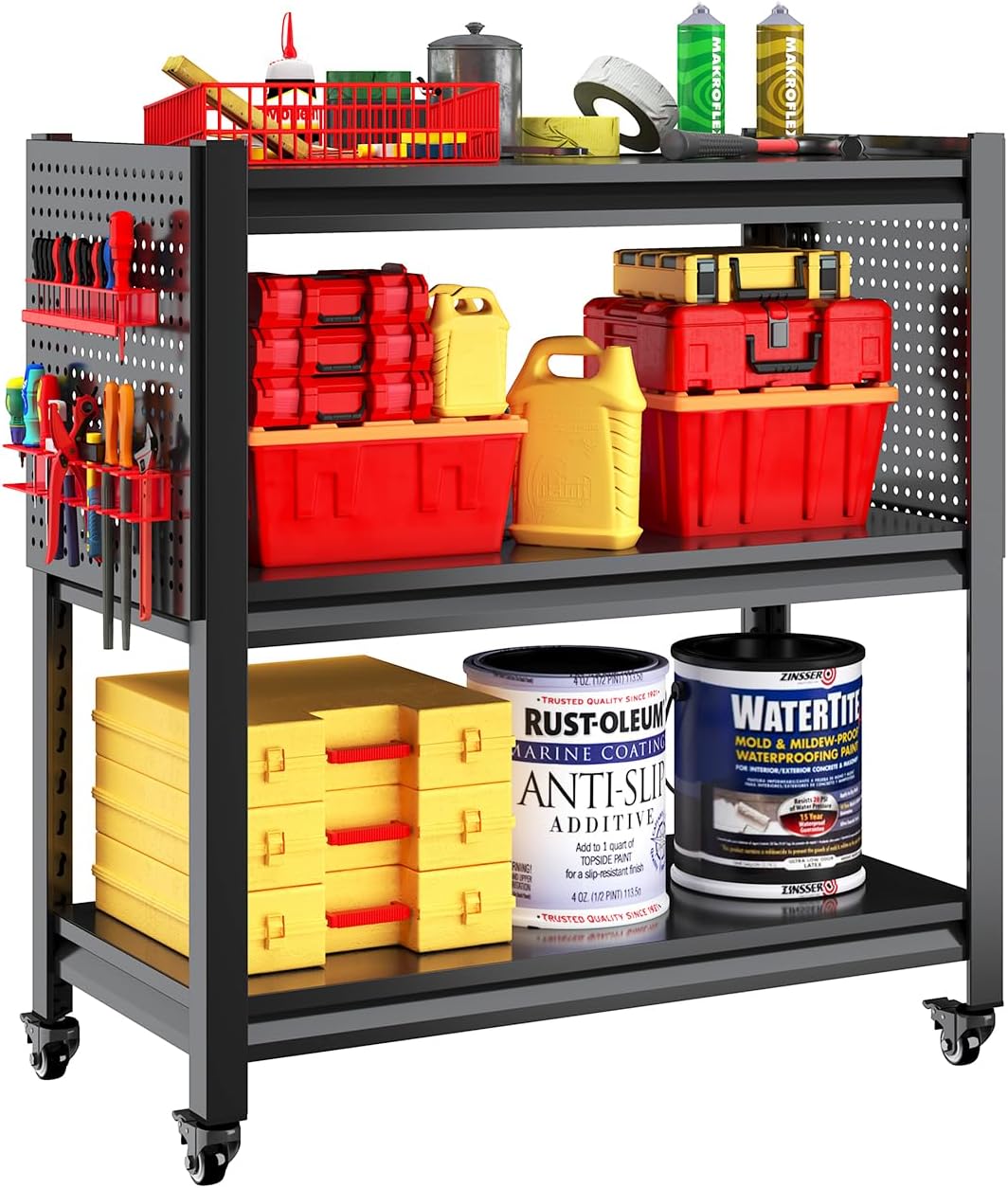 Work Bench with Pegboard,Heavy Duty 3000lbs Capacity Workbench Adjustable Shelves,Work Table for Garage Warehouse47.2 H*47.09" W*19" D