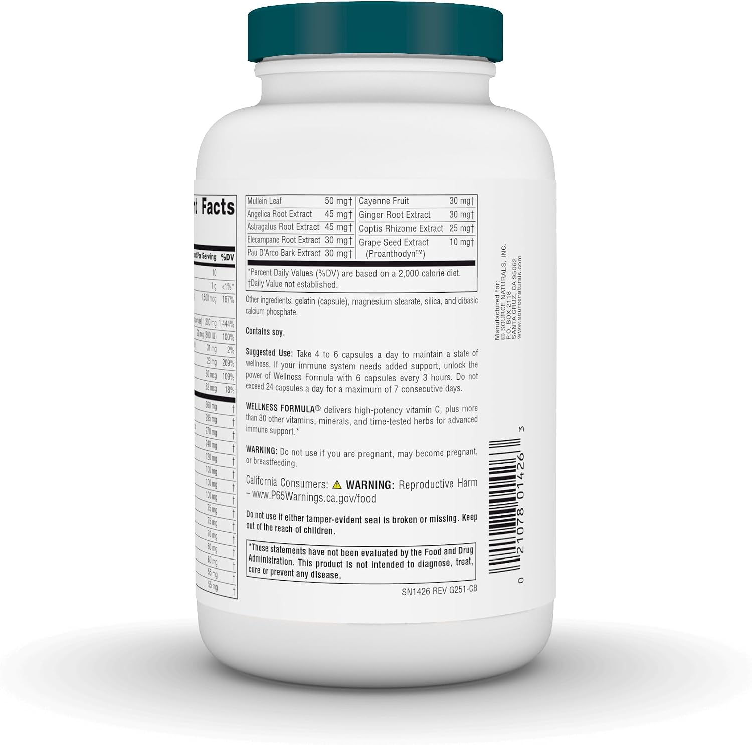 Source Naturals Wellness Formula, Advanced Immune Support - 240 Capsules | Bio-Aligned Vitamins & Herbal Defense with Vitamin C Plus 30 other Vitamins, Minerals & Herbs for Immune System Support