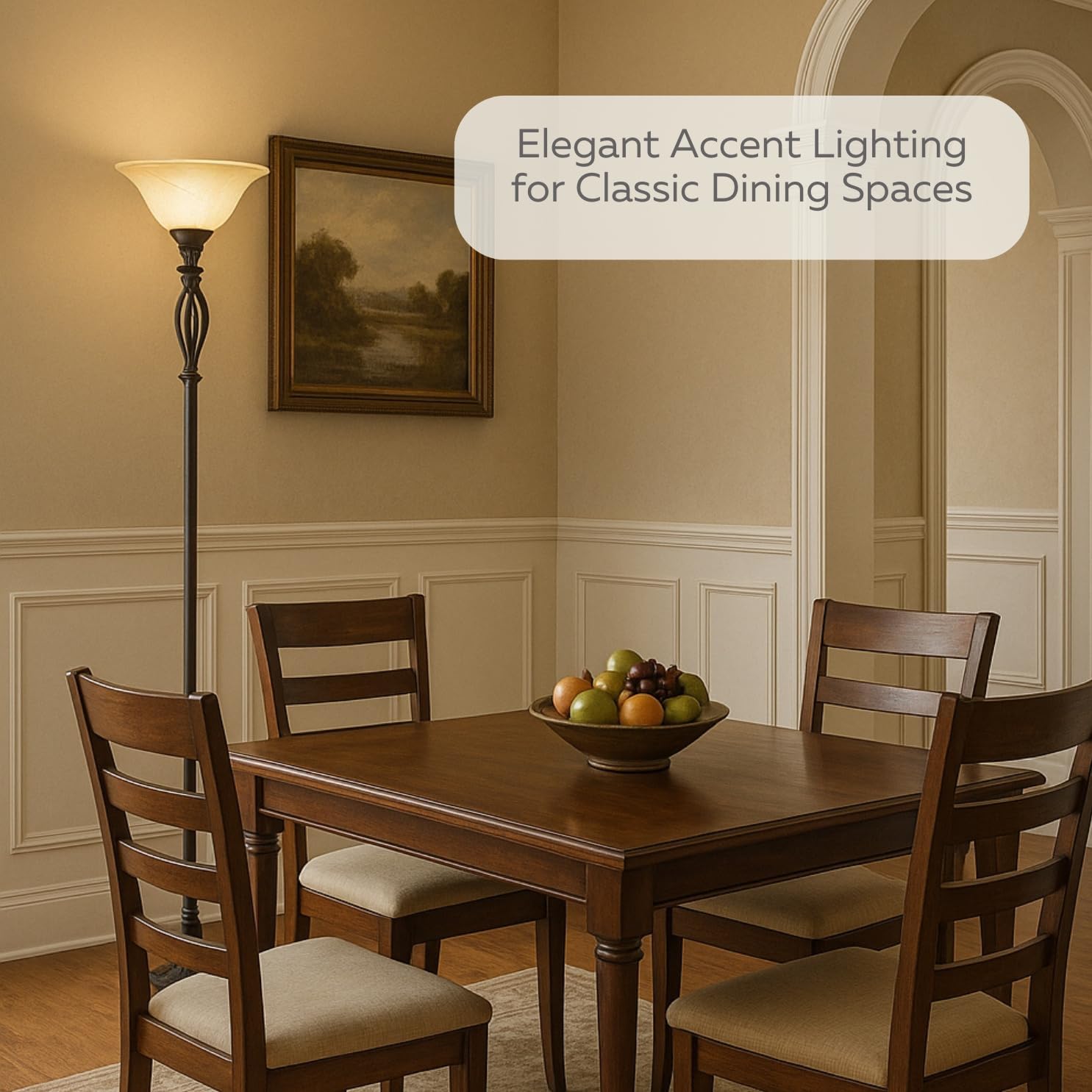 LIGHTACCENTS Bronze Floor Lamp with Glass Alabaster Swirl Amber Shade - Elegant Home Decor Standing Lamp - Ideal Floor Lamps for Living Room