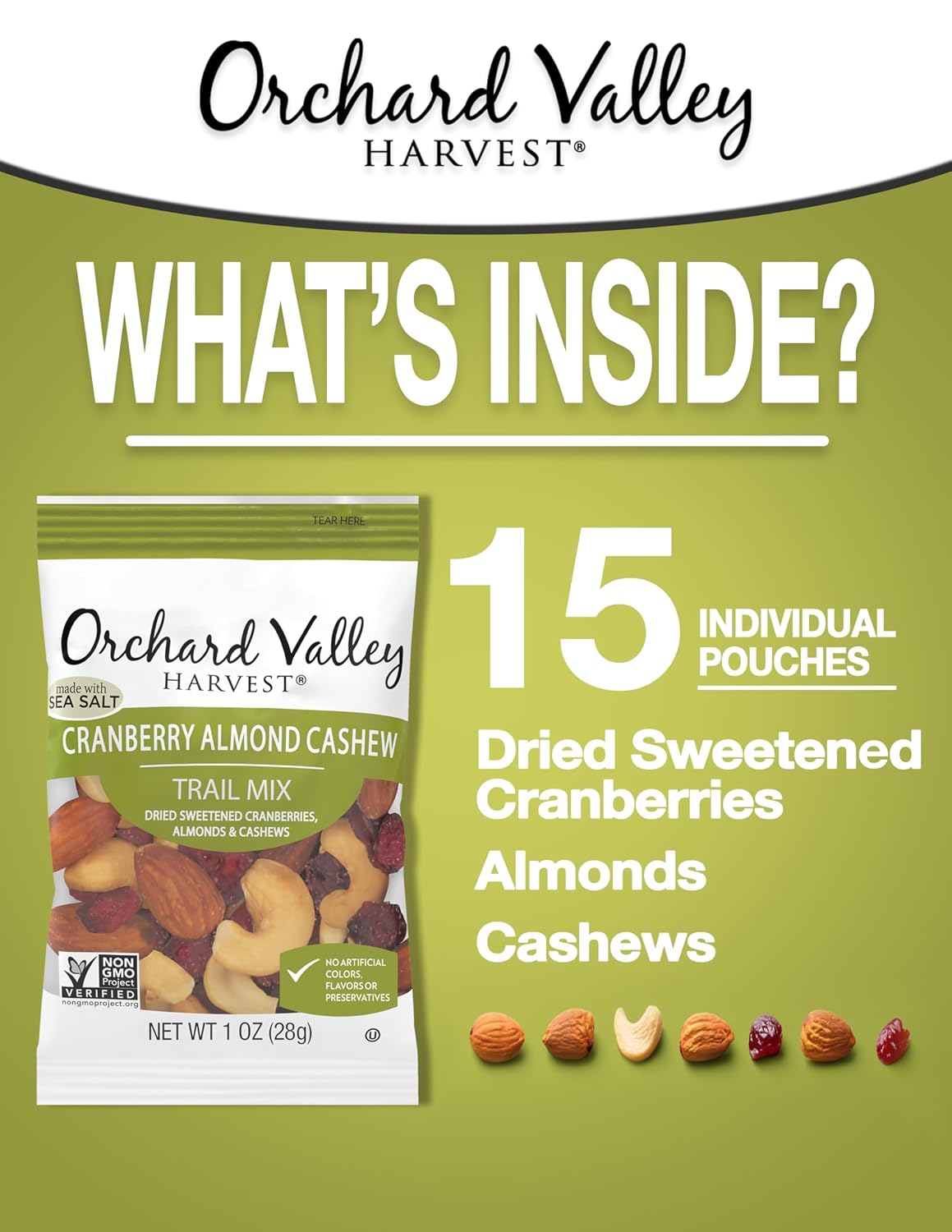 Orchard Valley Harvest Choc Nut Mix Multipack, 1 oz, Pack of 8 | Dark Chocolate Raisins, Almonds & Peanuts, Gluten Free, Stand Up Bag, Non-GMO, 4g Plant Protein, On-The-Go Snack