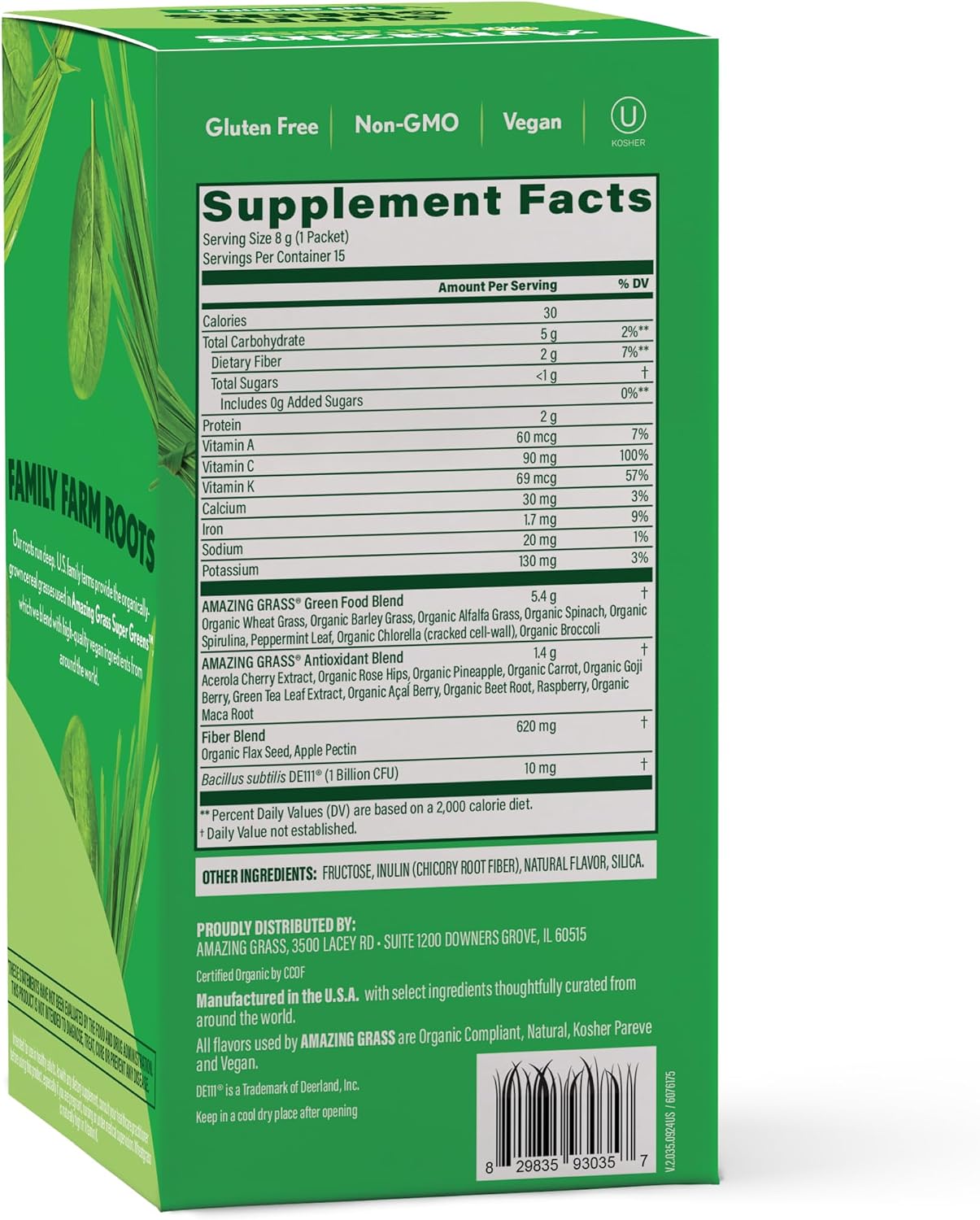 Amazing Grass Super Greens Powder Original, 60 Servings, 16.9 oz | Organic Greens Superfood Powder with Spirulina, Beet Root, Probiotics & Digestive Enzymes to Support Digestion