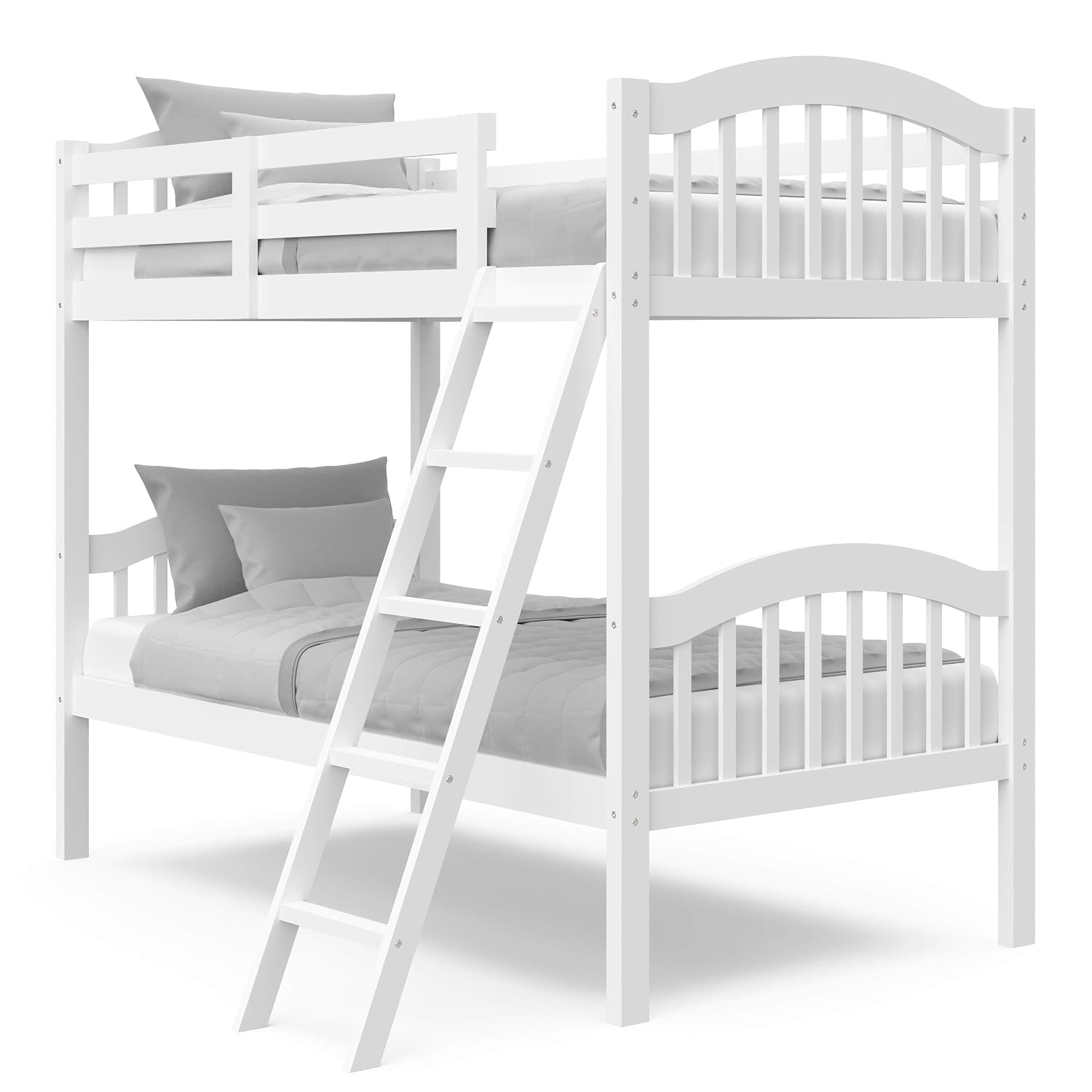 Storkcraft Long Horn Twin-Over-Twin Bunk Bed, White | GREENGUARD Gold Certified, Converts to 2 Individual Twin Beds, Wood Bunk Bed for Kids Bedroom, No Box Spring Required