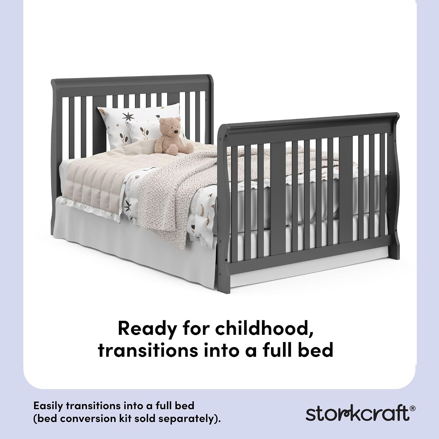 Storkcraft Portofino 5-in-1 Convertible Crib and Changer, Pebble Gray