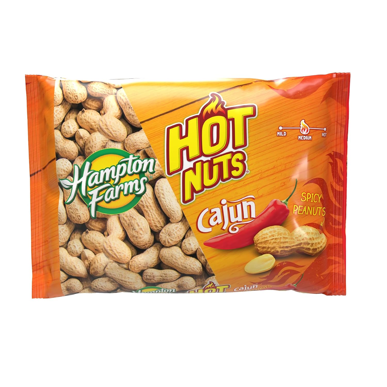 Hampton Farms Fancy Roasted In-Shell Cajun Peanuts, USA Grown, 10 oz Bag | Bold spicy Cajun roasted in-shell peanuts, USA grown, all natural, great for snacking and game day