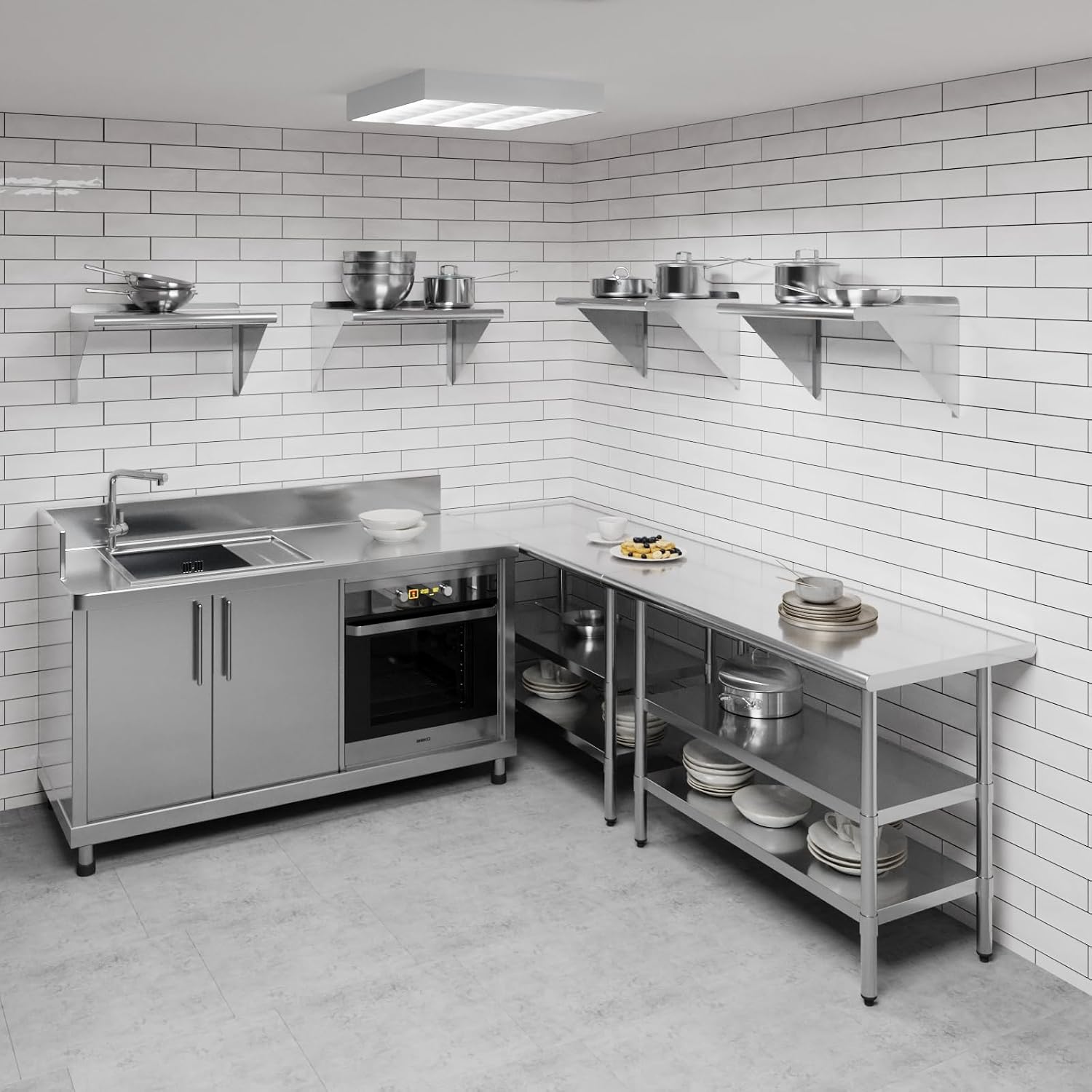 AmGood 24" Long X 18" Deep Stainless Steel Wall Shelf | NSF Certified | Appliance & Equipment Metal Shelving | Kitchen, Restaurant, Garage, Laundry, Utility Room