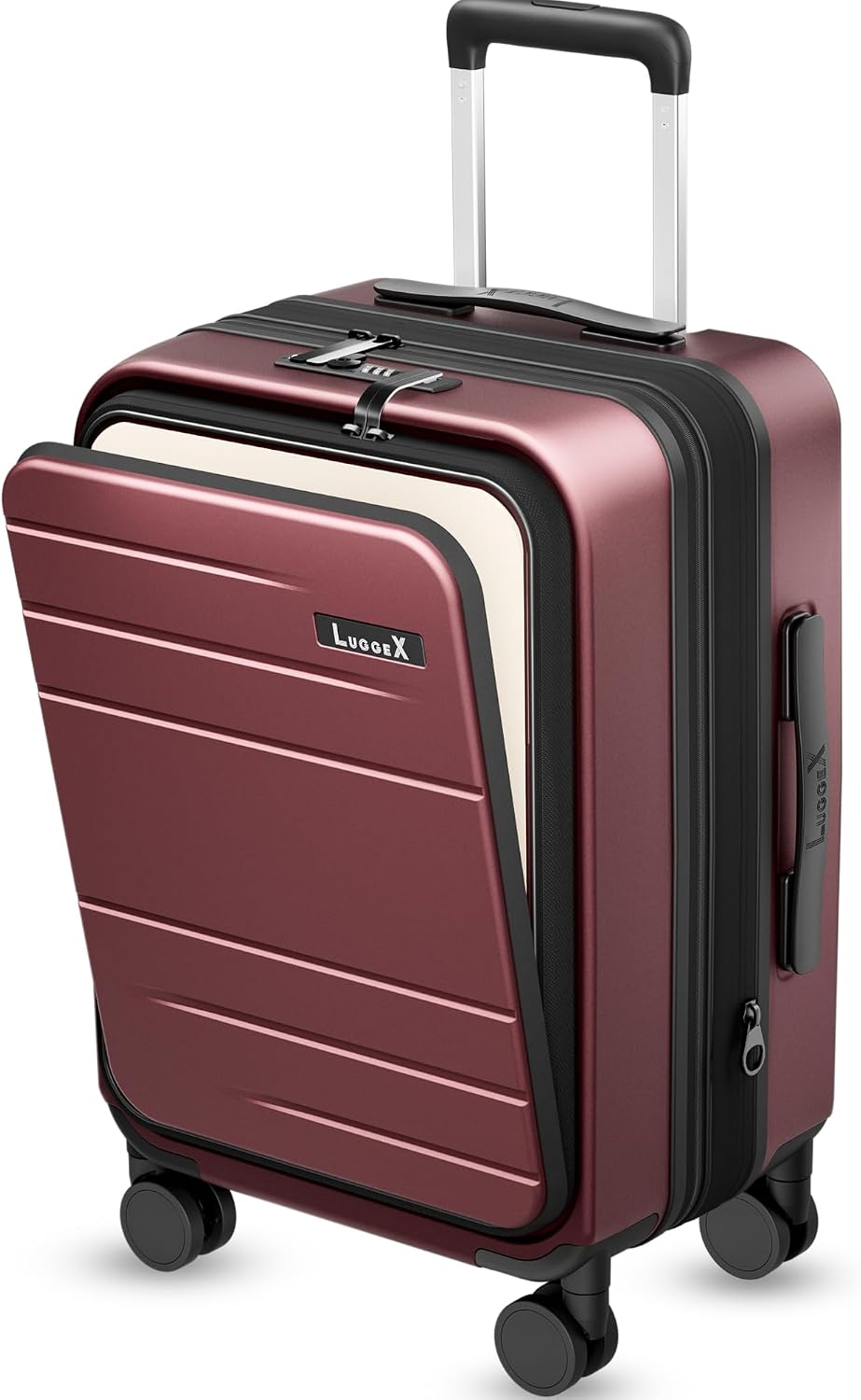 LUGGEX Checked Top Opening Expandable Suitcase, Black, 28" | Checked Luggage, Top Opening Design, 100% PC Hard Shell, Expandable Storage, TSA Approved Lock, 105L-115L Capacity, FX-Core