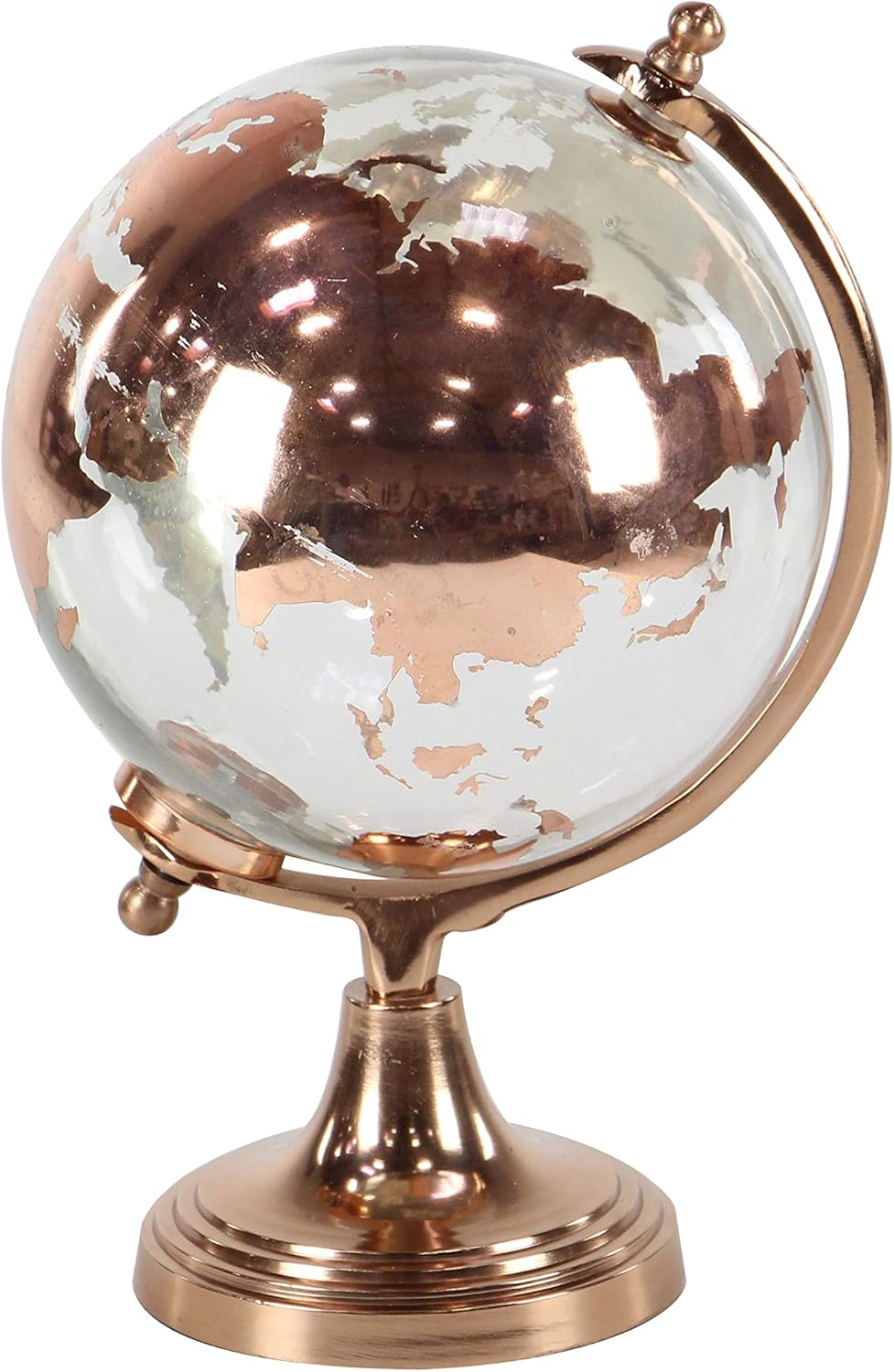 Deco 79 Aluminum Globe with Tiered Base, 9" x 8" x 13", Copper
