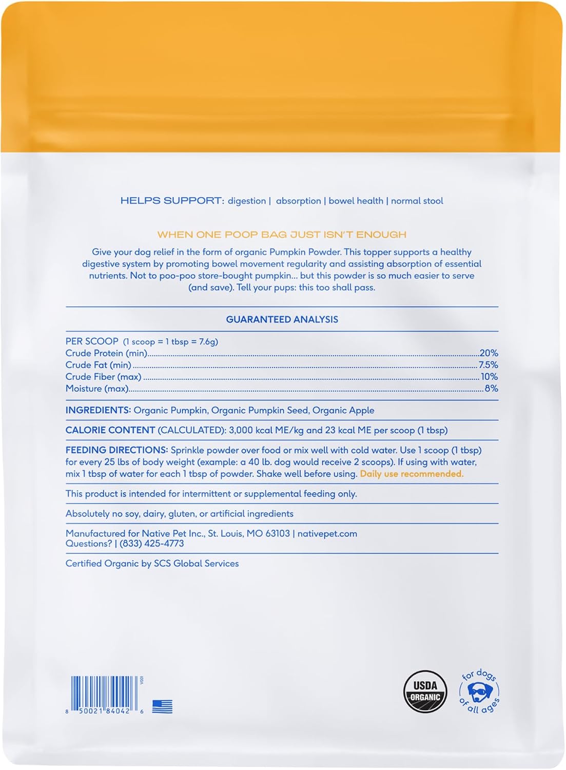 Native Pet Probiotics for Dogs – Dog Probiotic Powder for Gut & Digestive Health, Vet-Formulated 6B CFUs Dog-Specific Probiotic Strains