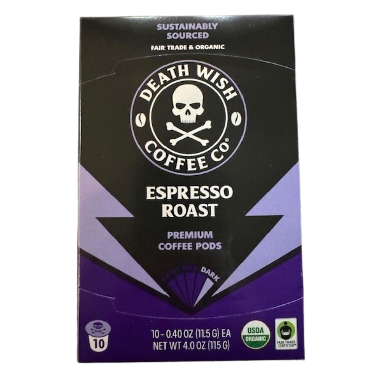 Death Wish Coffee Dark Roast Single Serve Coffee Pods, Organic, 50 Count | Fair Trade Arabica & Robusta, Baker's Chocolate & Cherry Notes, Low Acidity, Heavy Smooth Body, Bold & Intense