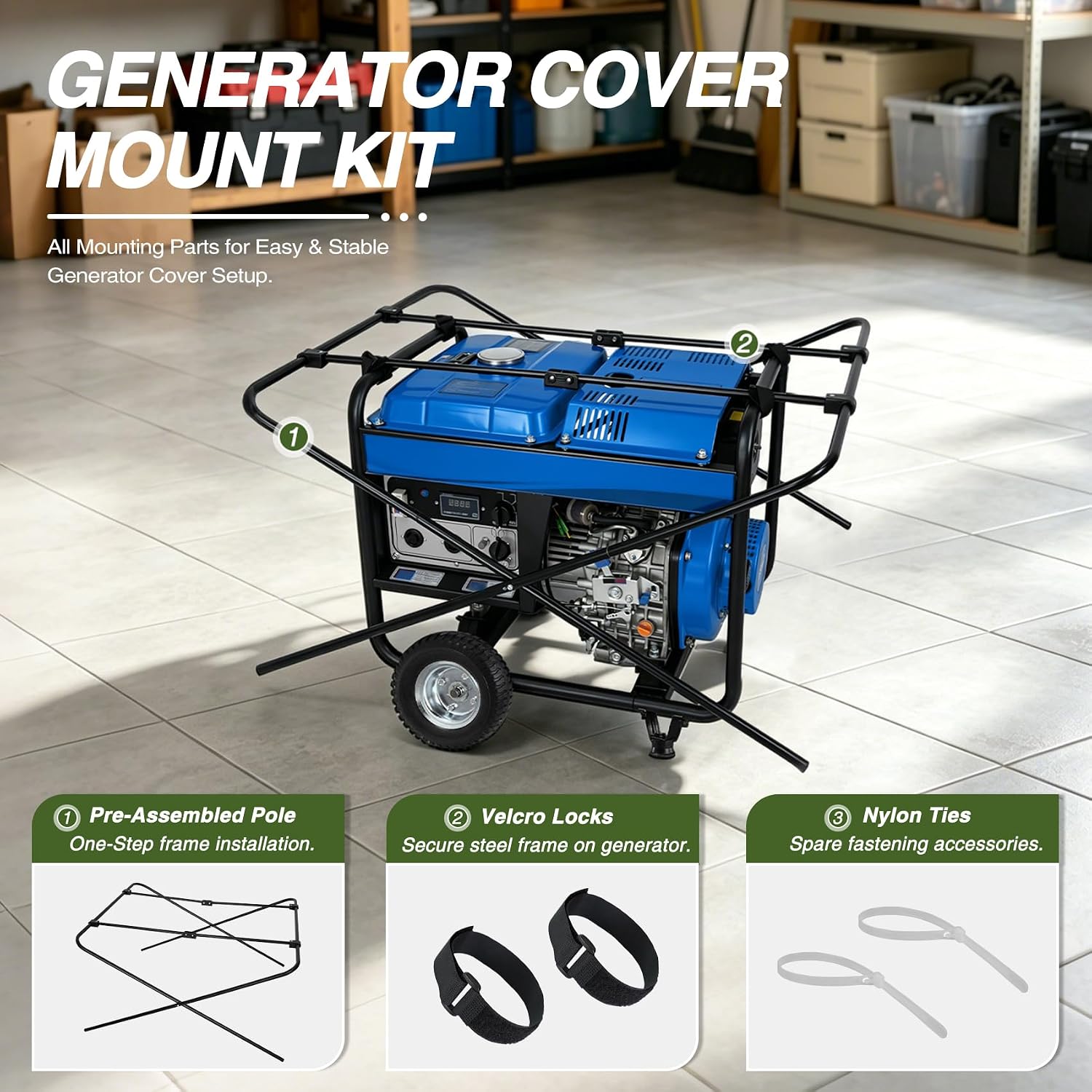Porch Shield Waterproof Universal Generator Cover 32 x 24 x 24 inch - for Most Generators 5000-10000 Watt, Black
