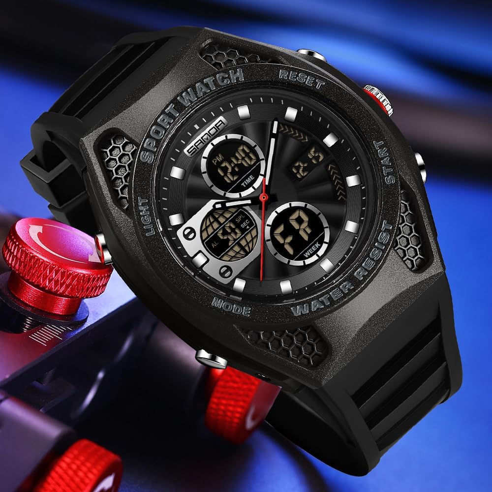 FANMIS Men's Digital Sport Watch Military LED Alarm Waterproof Quartz Watch | Tactical Outdoor Sport Watch Multi Function Led Display Alarm Stopwatch Date Quartz Rugged Style Daily Water Resistance