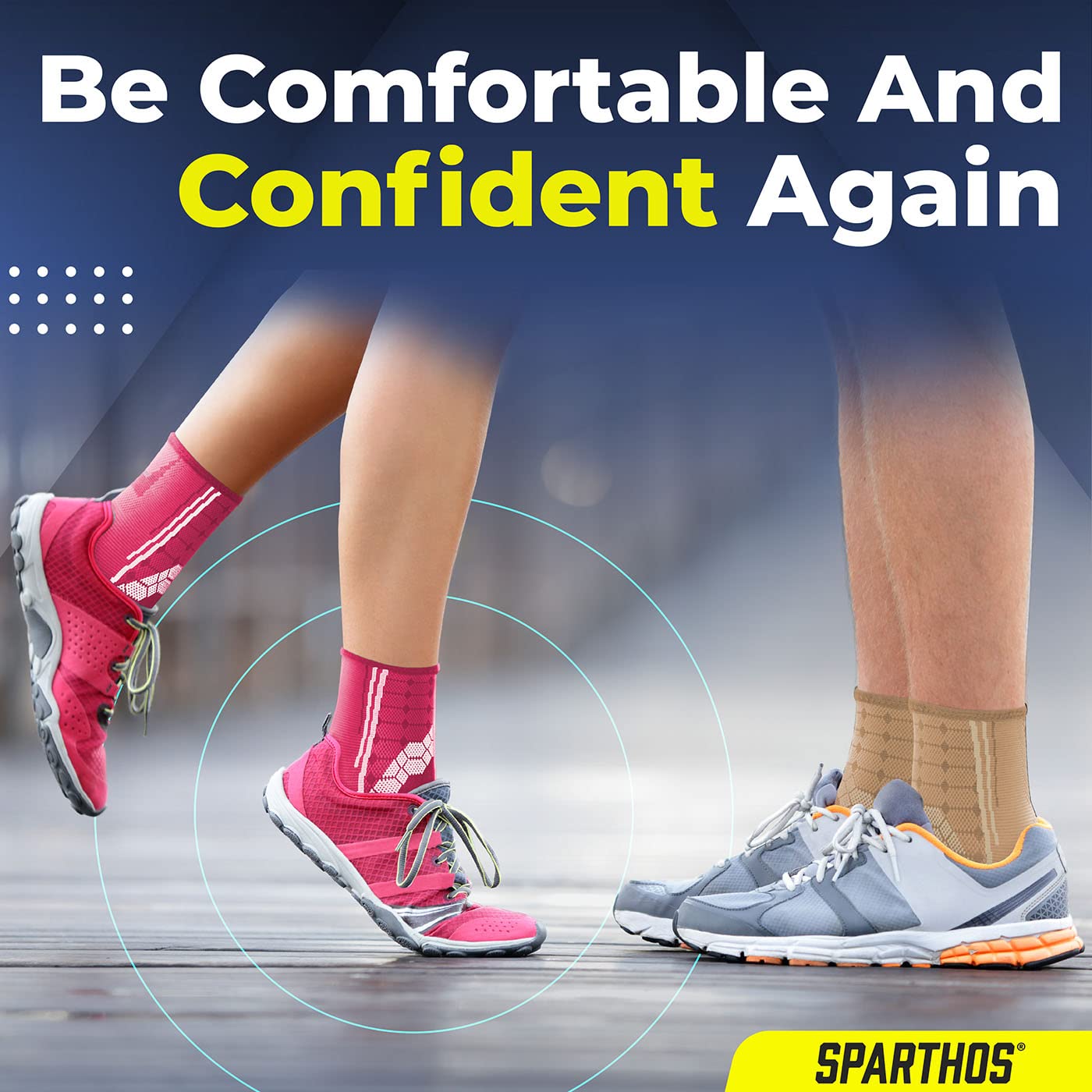 Sparthos Ankle Brace for Women & Men, Foot Compression Sleeve - Black-M | Plantar Fasciitis Socks, Arch Support, Ankle Wrap for Sprained Ankle, Achilles Tendonitis, Heel Pain & Swelling Relief, Pair