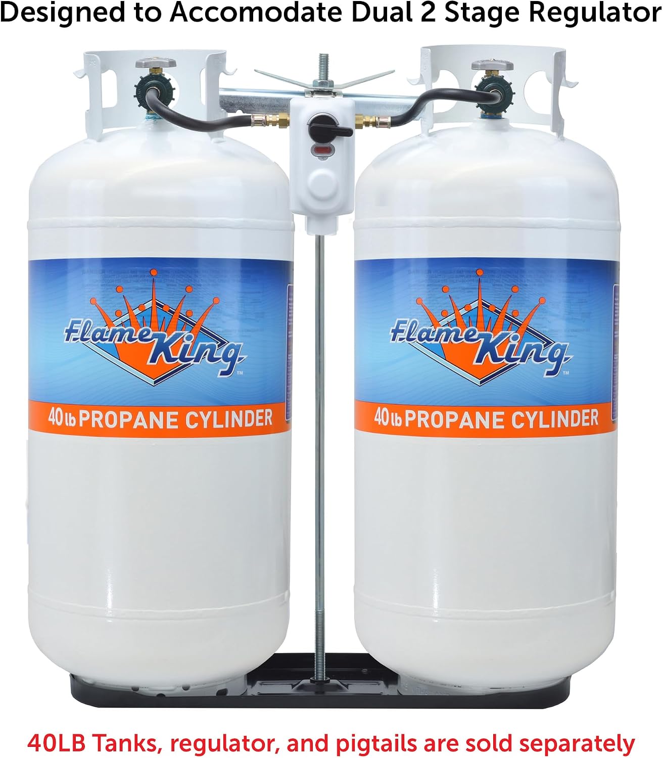 Flame King Dual RV Propane Tank Cylinder Rack for RVs and Trailers for 40lb Tanks - KT40MNT (Tanks Sold Separately)