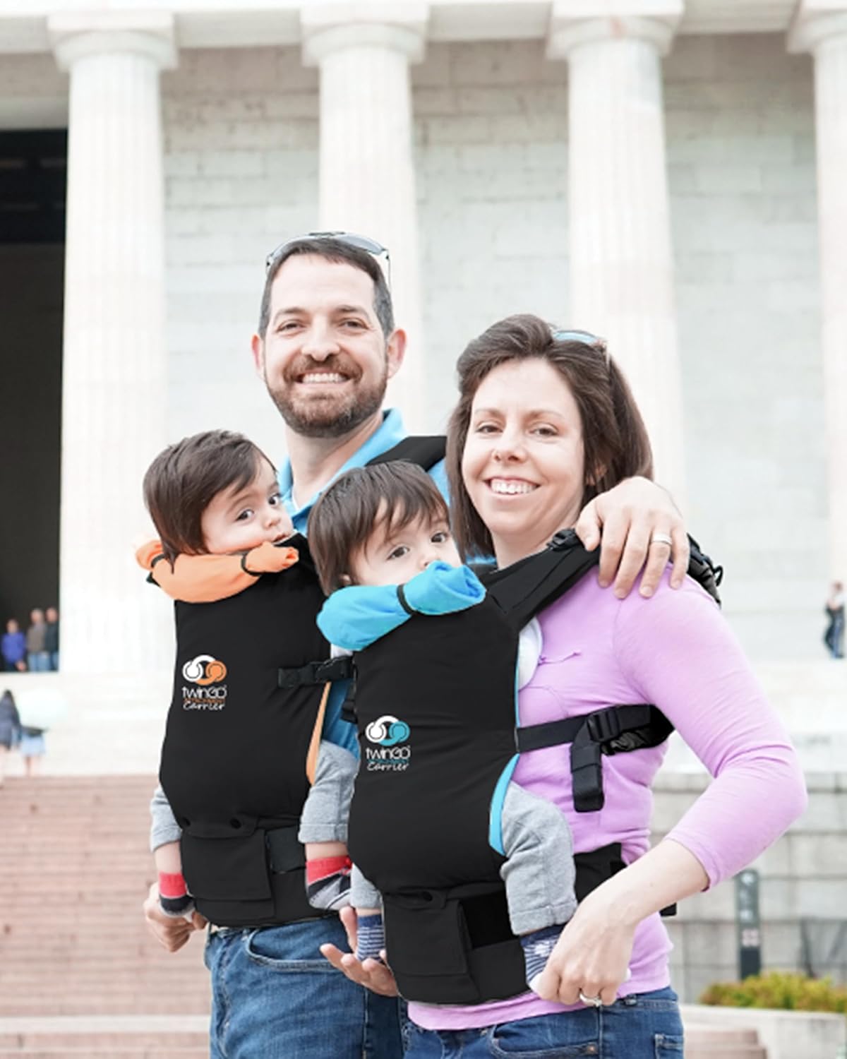 TwinGo Baby Carrier Lite Model – Adjustable Twin Carriers for 2 Babies for Front & Back Carry – 26–55 in Waistband