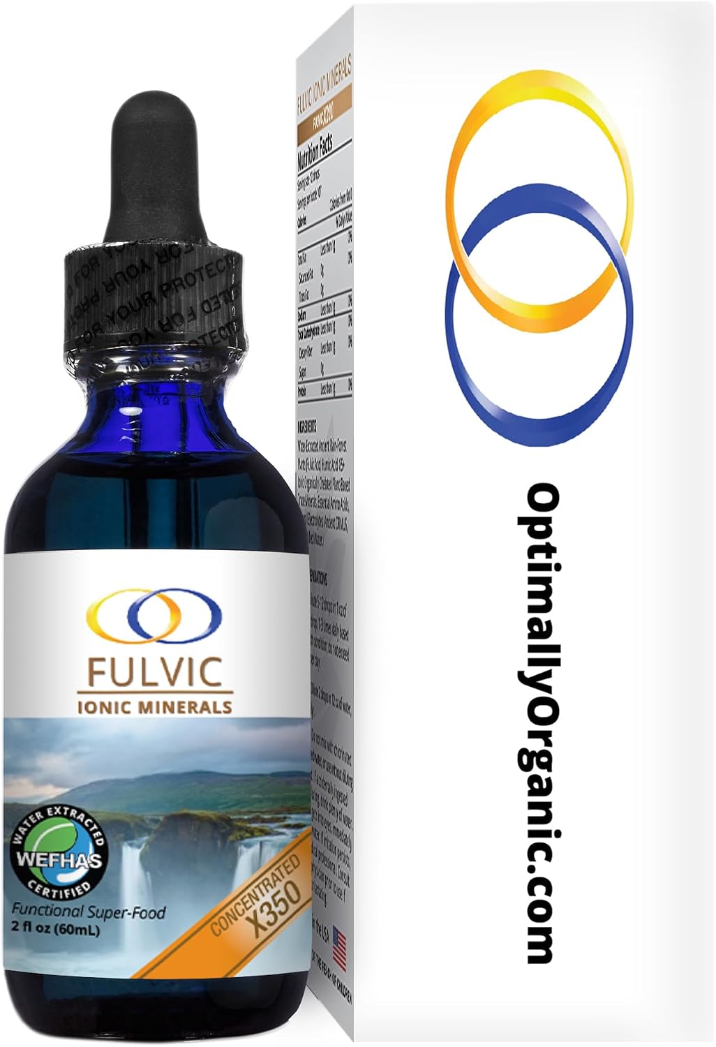 Optimally Organic Water Extracted Fulvic Ionic Minerals X350 - Patented BioActive Fulvic Acid, Humic Acid, Trace Minerals