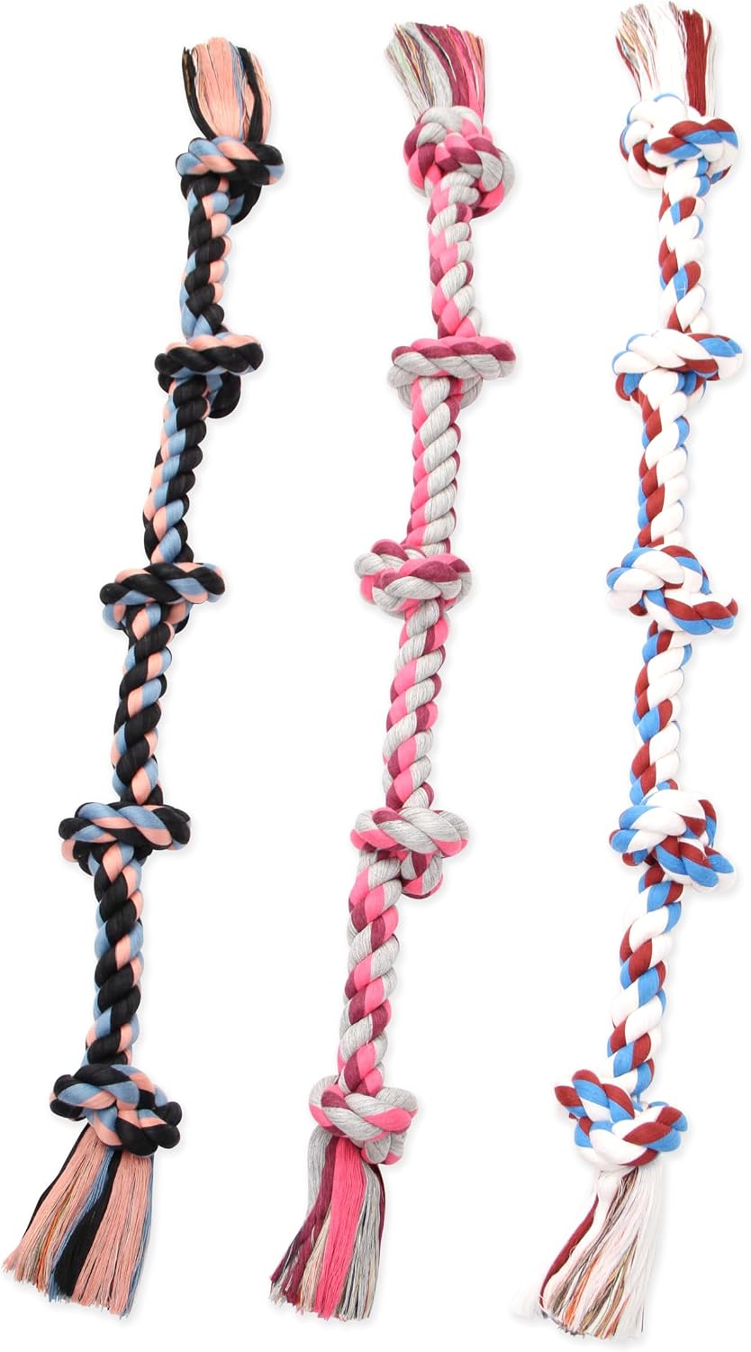 Mammoth Flossy Chews Color Rope Tug – Premium Cotton-Poly Tug Toy for Dogs – Interactive Dog Rope Toy – Tug Dog Chew Toy