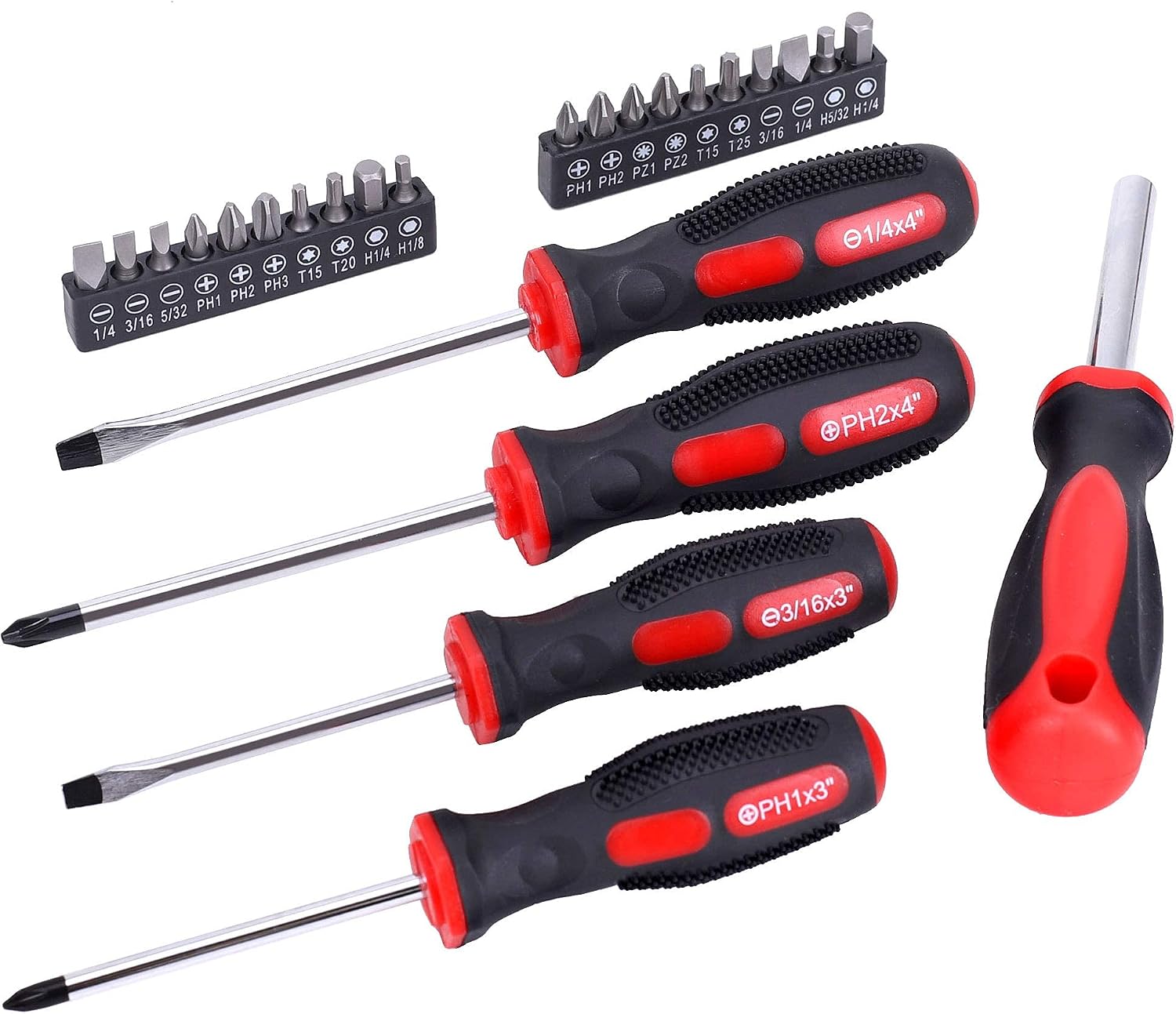 FASTPRO 215-Piece Home Repairing Tool Set with 12-Inch Wide Mouth Open Storage Bag, Household Hand Tool Kit,Red