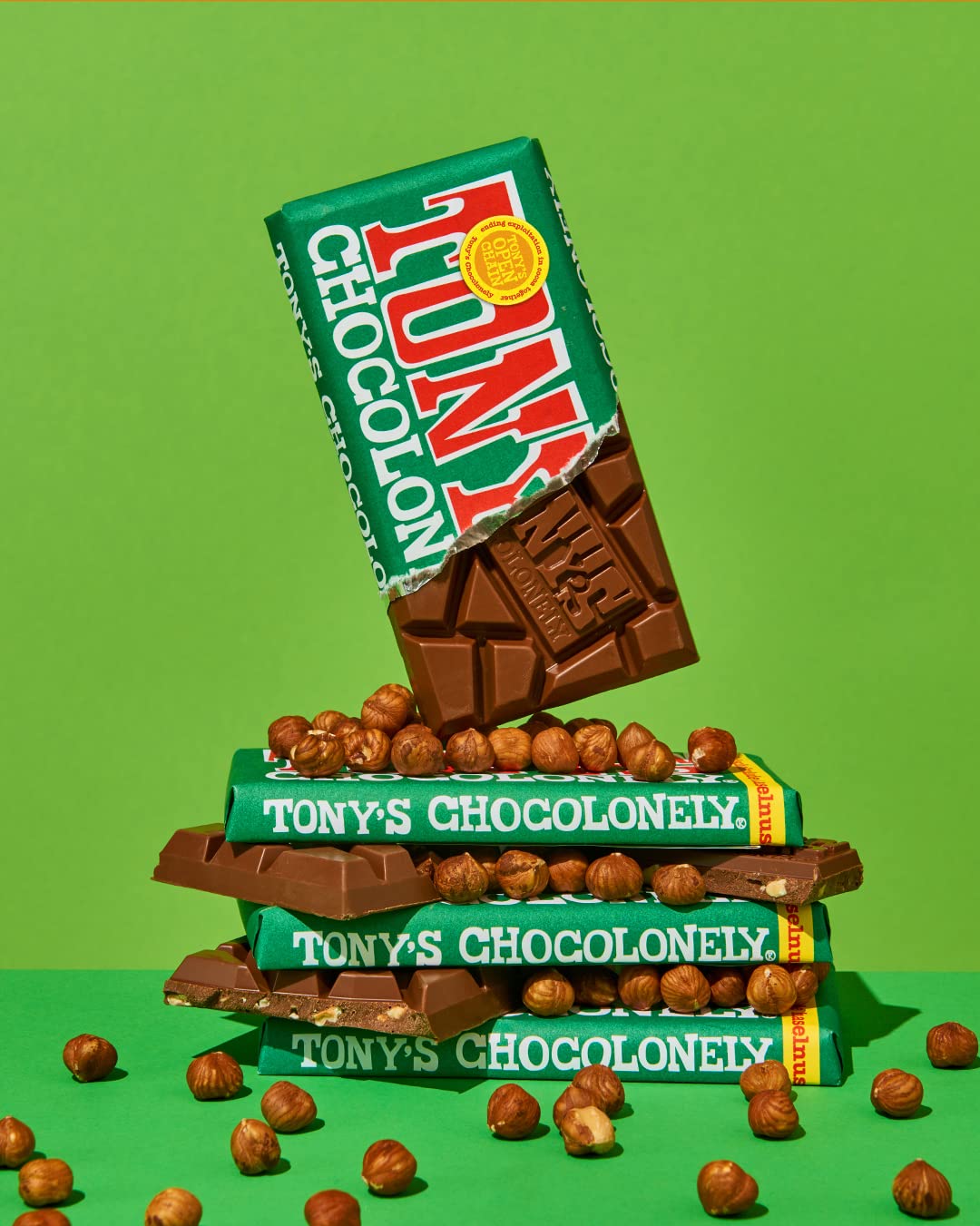 Tony’s Chocolonely 32% Milk Chocolate Caramel Sea Salt Bars, No Artificial Flavoring, Fairtrade & B Corp Certified, 6.35 Ounce (15 Bars)