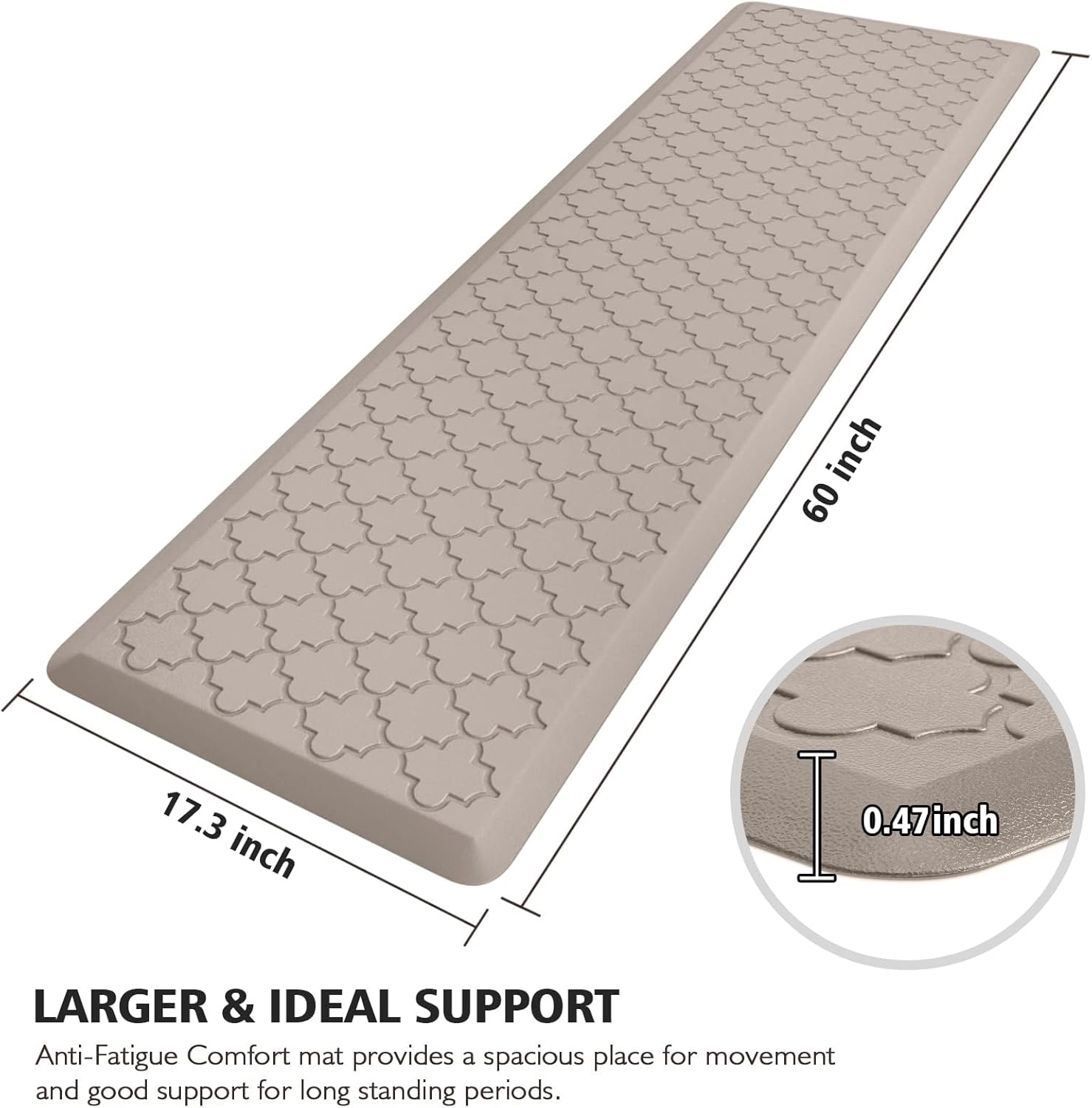 WISELIFE Kitchen Mat Cushioned Anti Fatigue Floor Mat, 17.3"x60", Thick Non Slip Waterproof Kitchen Rugs and Mats, Standing Mat for Floor, Home
