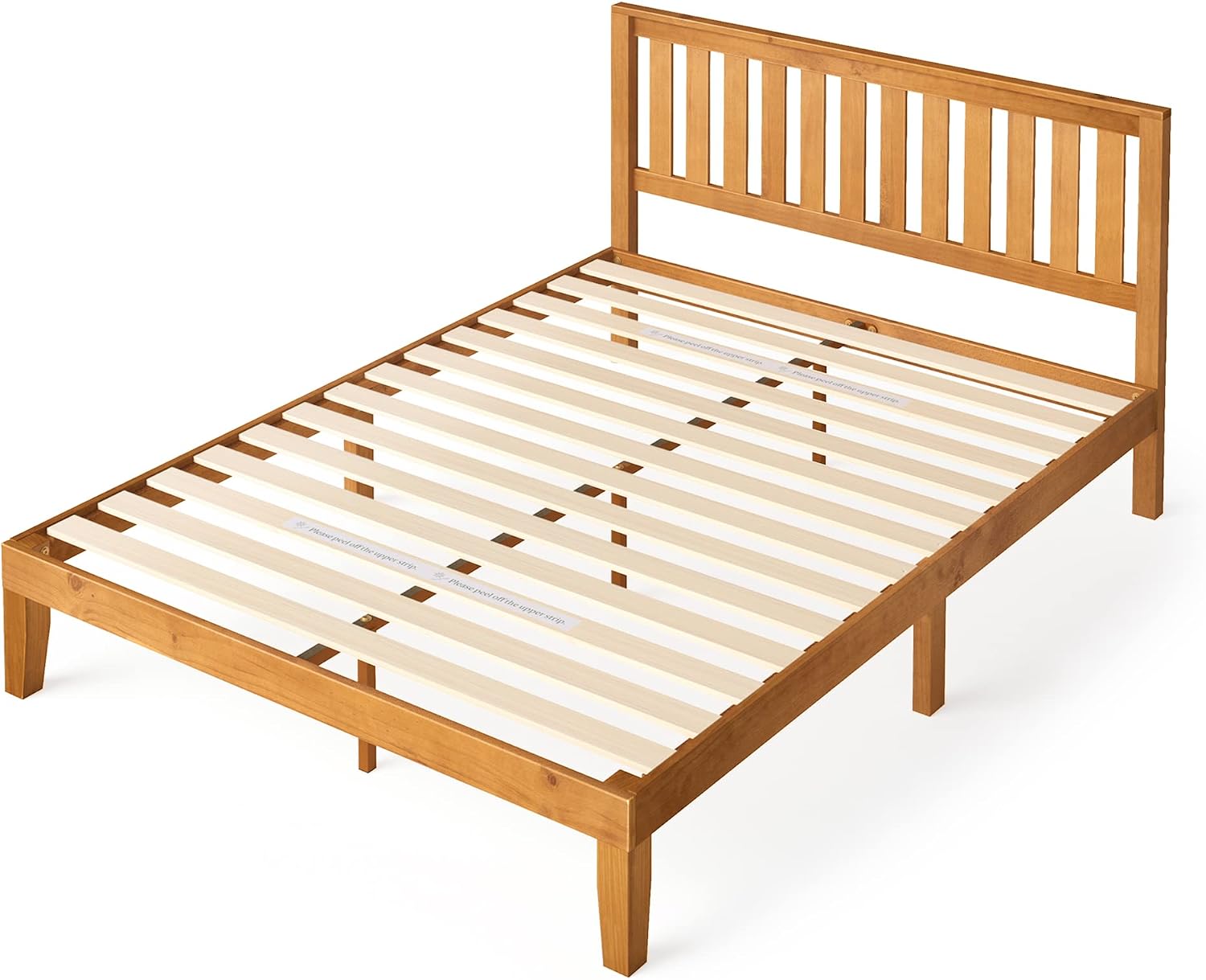 Zinus Alexia Solid Wood Platform Bed Frame with Headboard, Queen | Solid Wood Bed Frame, Sturdy Wood Slat Support, No Box Spring Needed, Durable Construction, Rustic Pine, Easy Assembly